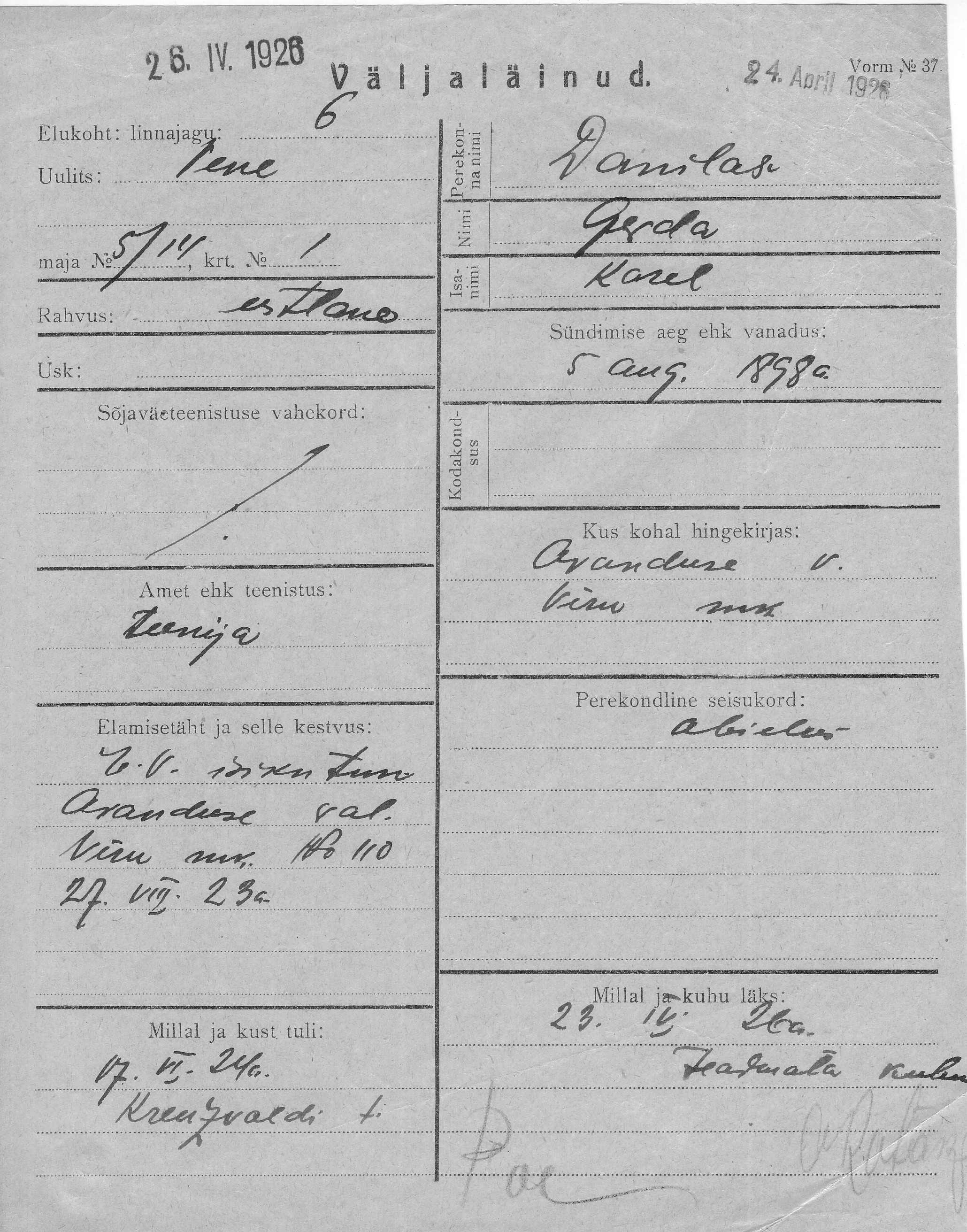 Danilas, Gerda, Karel