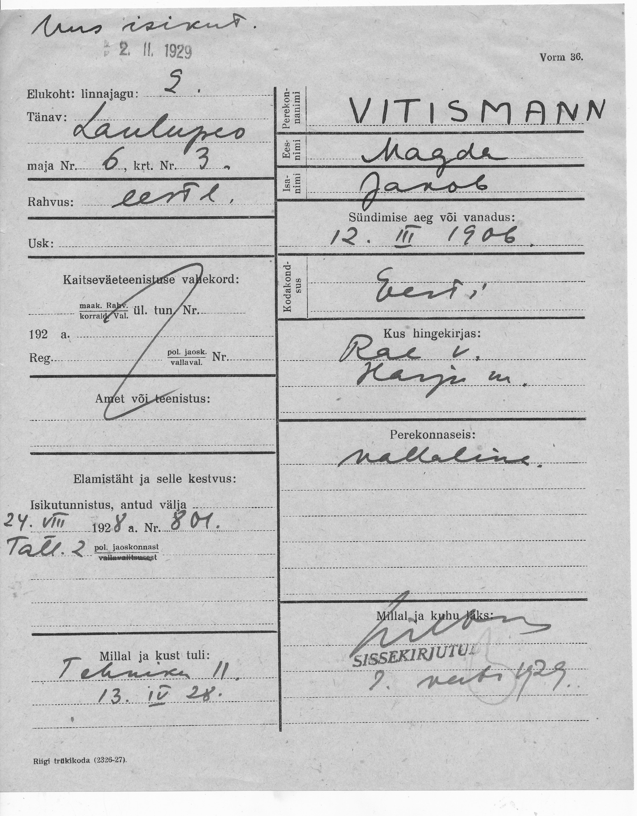 Vitismann, Magda, Jakob