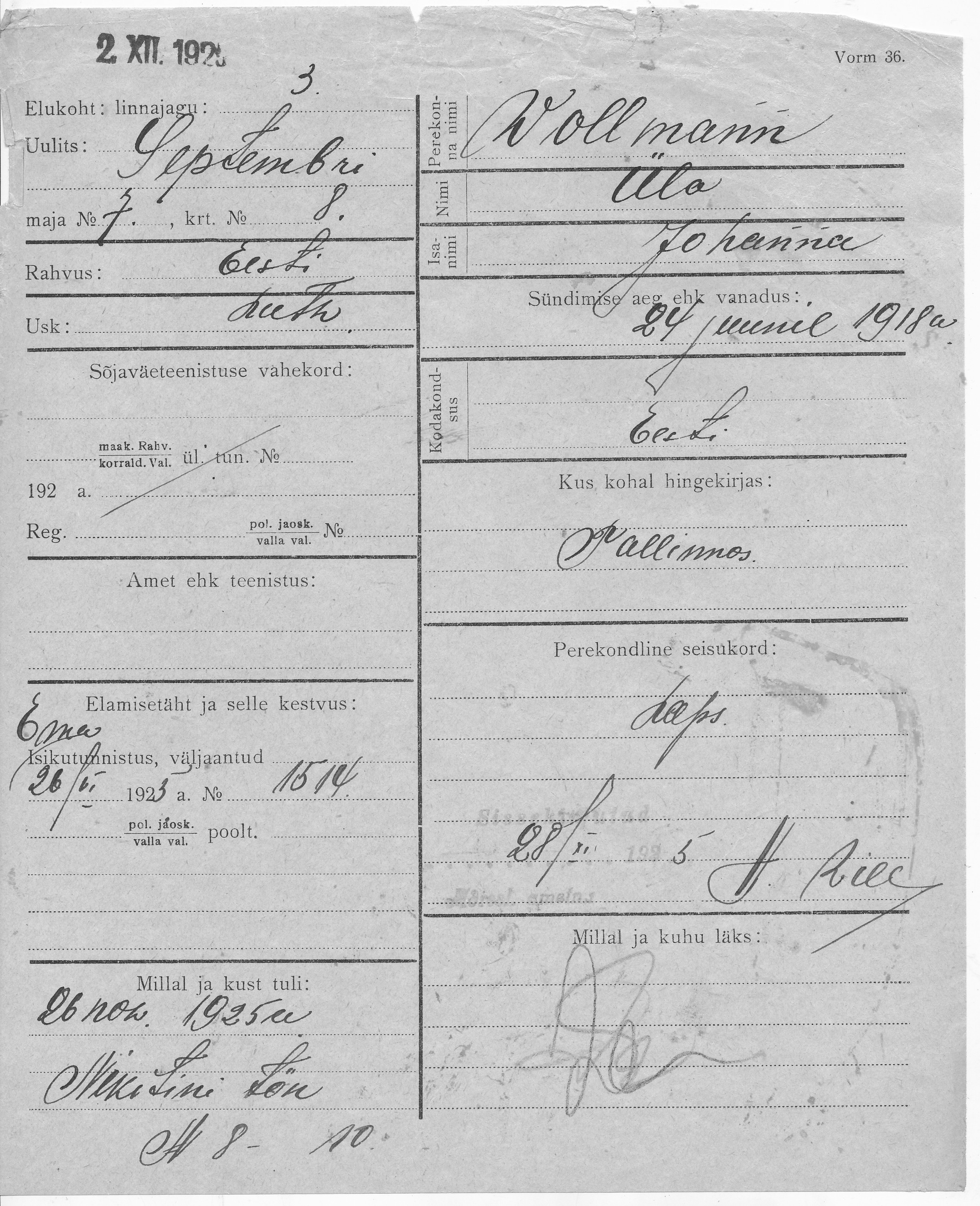 Wollmann, Ülo, Johanna