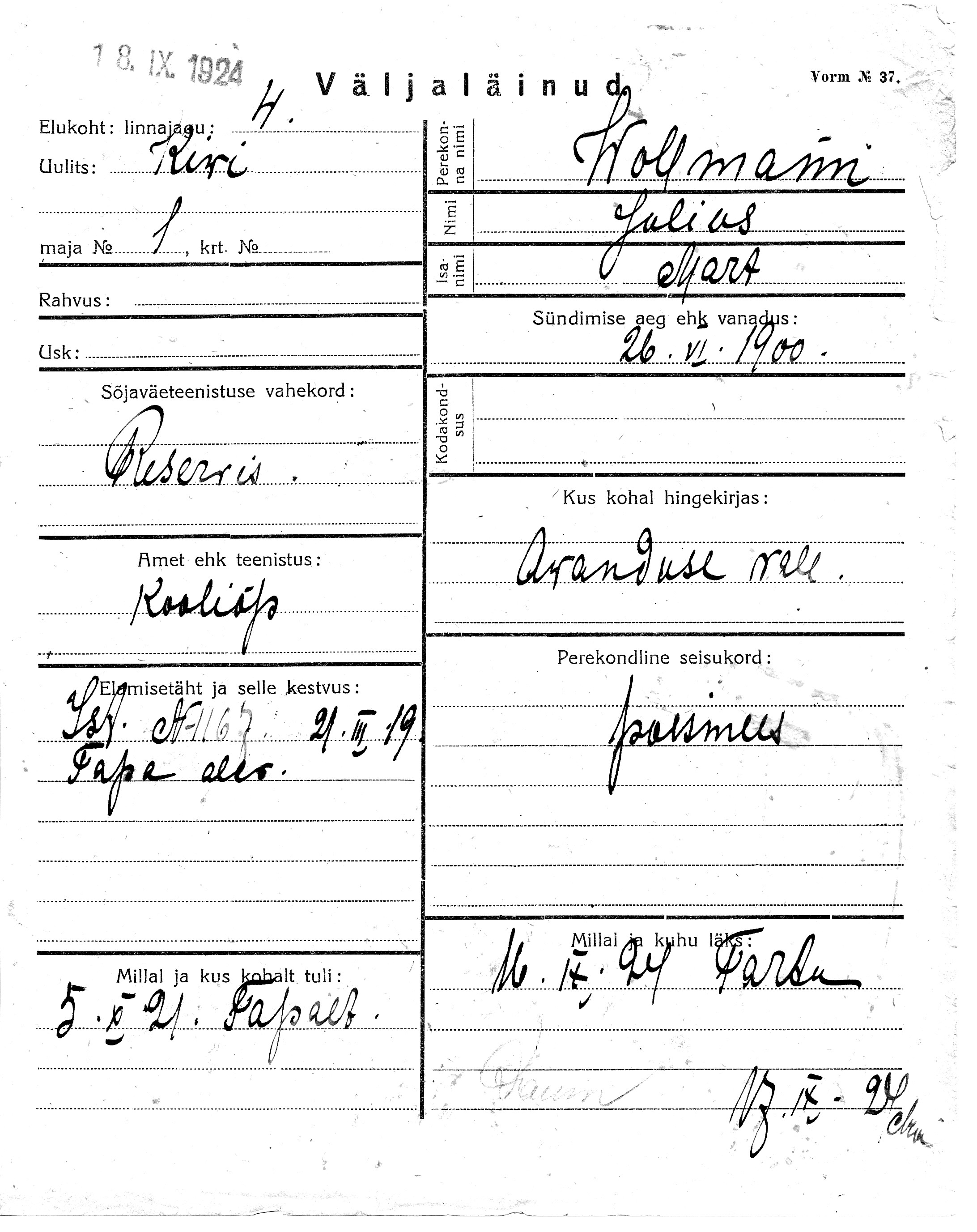 Wollmann, Julius, Mart