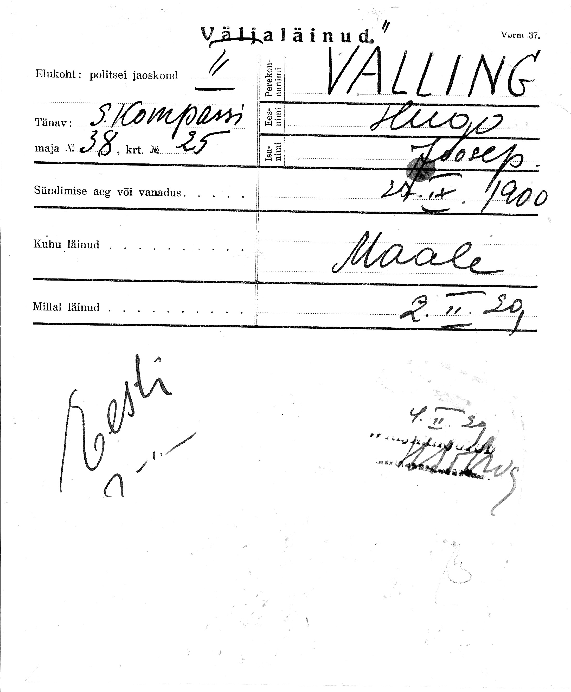 Välling, Hugo, Joosep