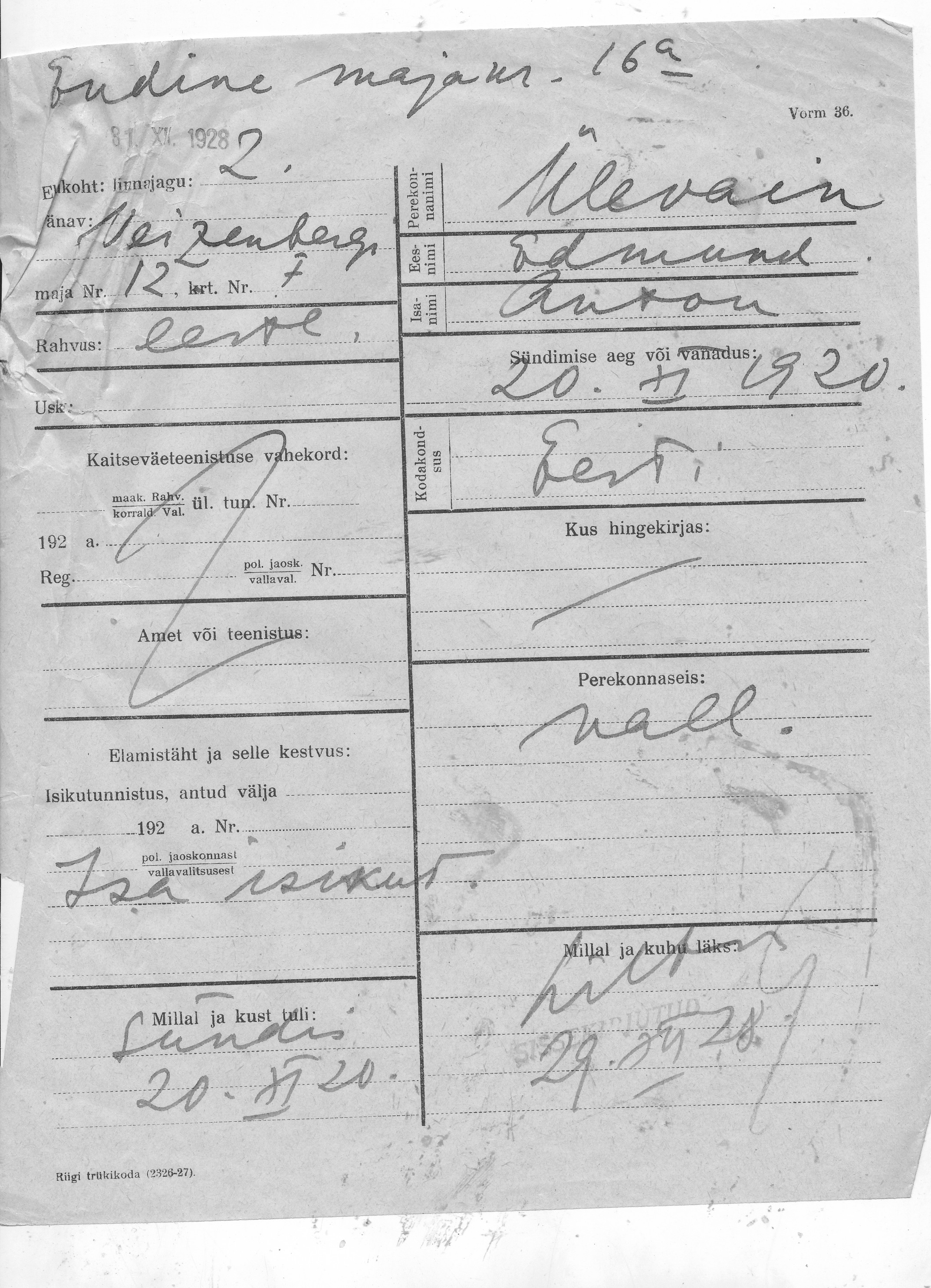 Ülevain, Edmund, Anton