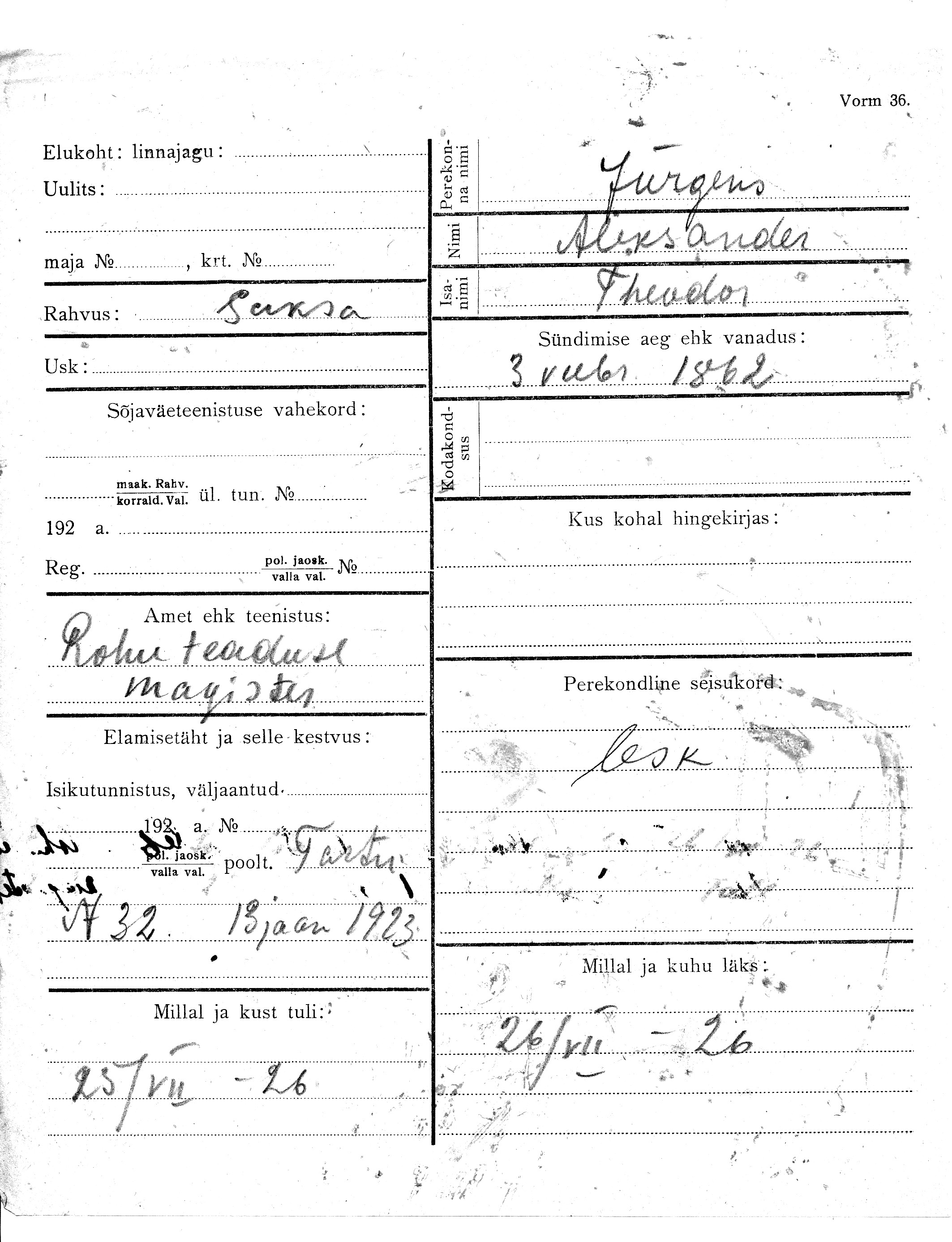 Jürgens, Aleksander, Theodor