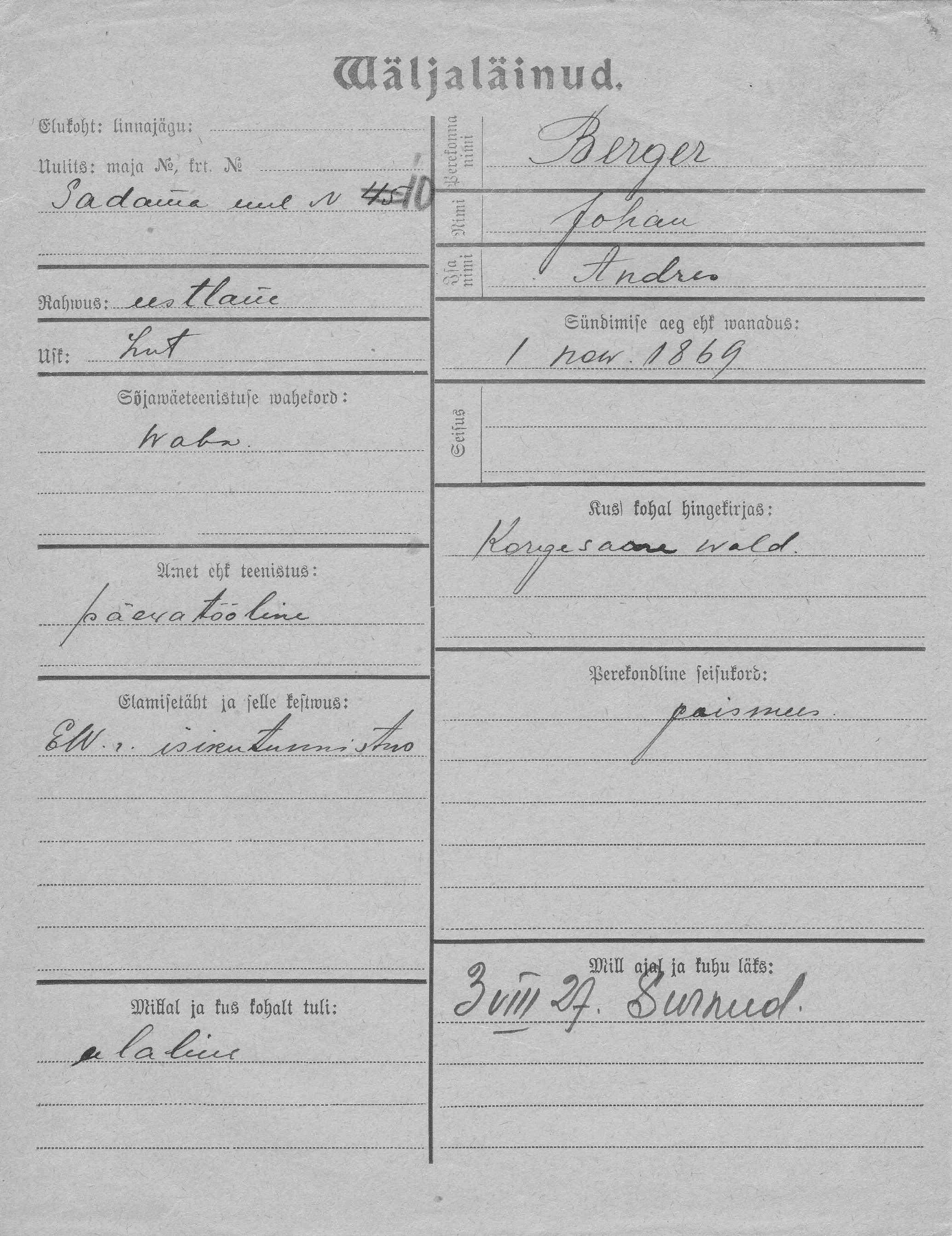 Berger, Johan, Andres