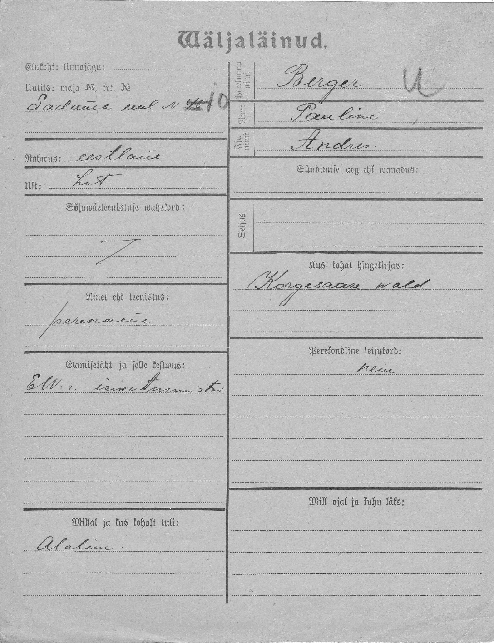 Berger, Pauline, Andres