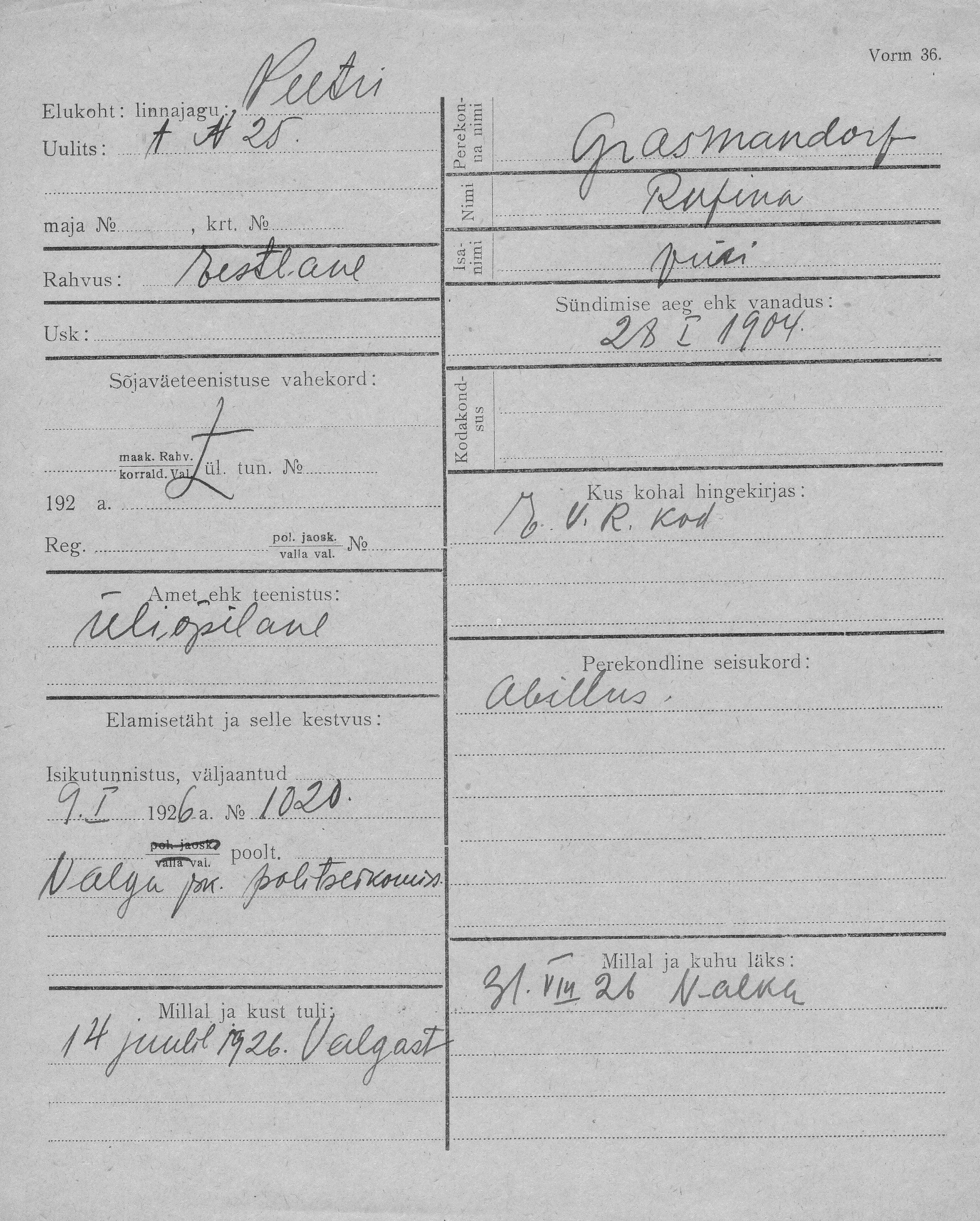 Grasmandorf, Rufina, Jüri