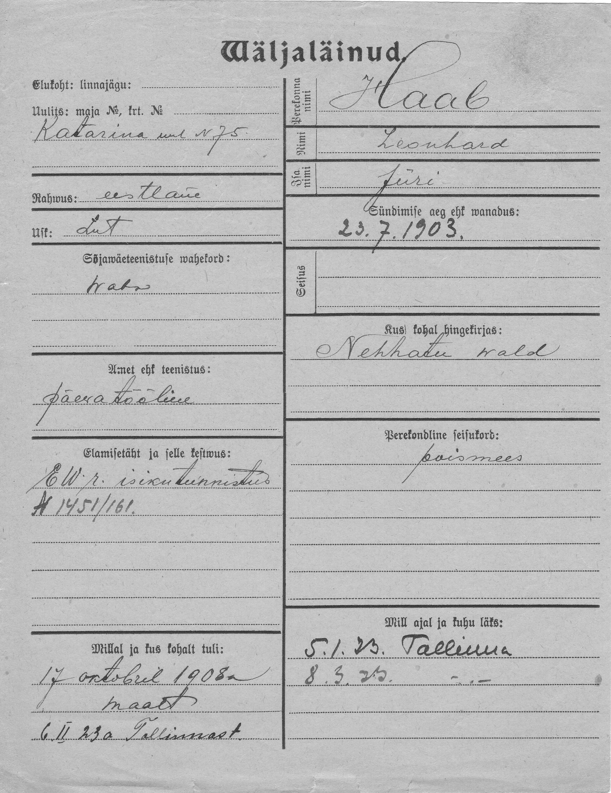 Haab, Leonhard, Jüri