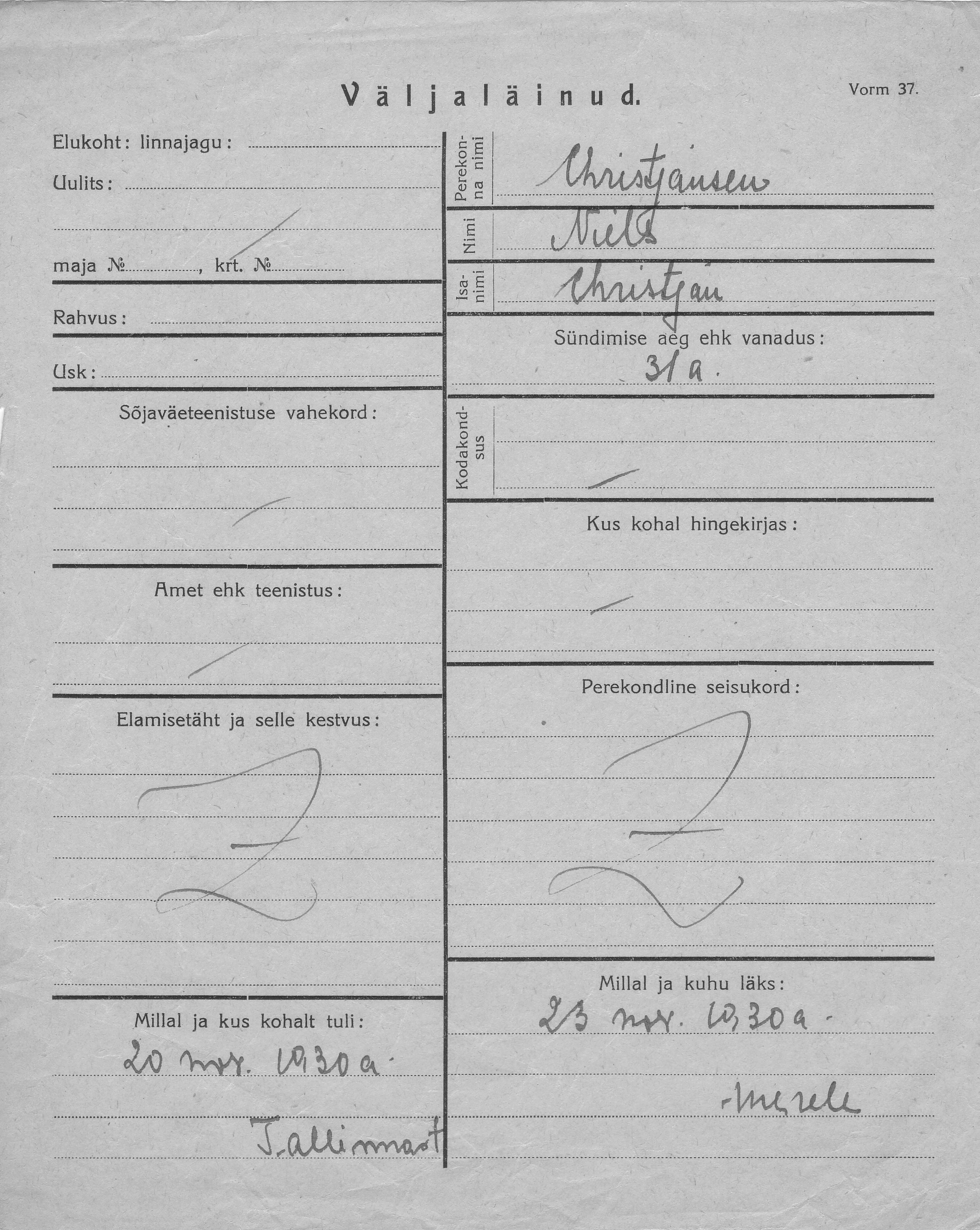 Christjansen, Niels, Christjan