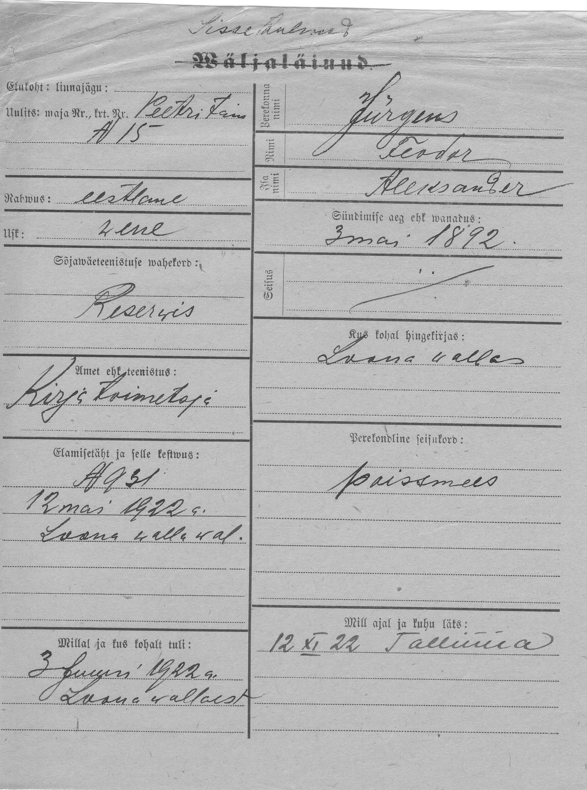 Jürgens, Feodor, Aleksander