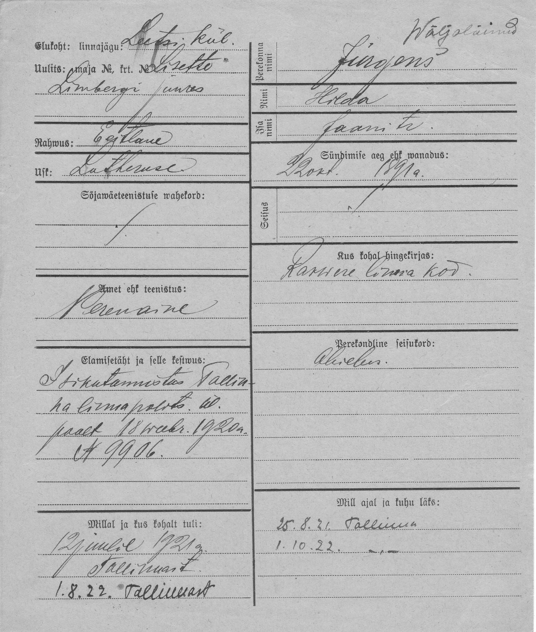 Jürgens, Hilda, Jaan