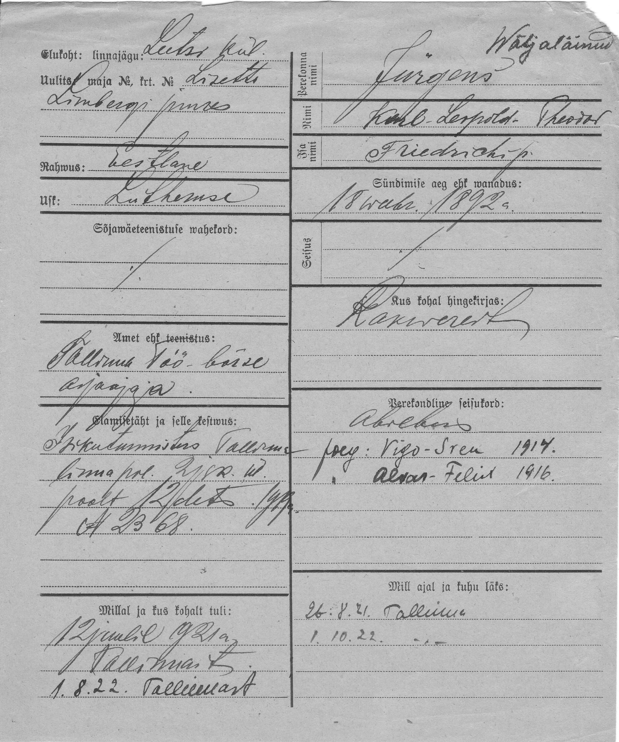 Jürgens, Karl-Leopold-Theodor, Friedrich