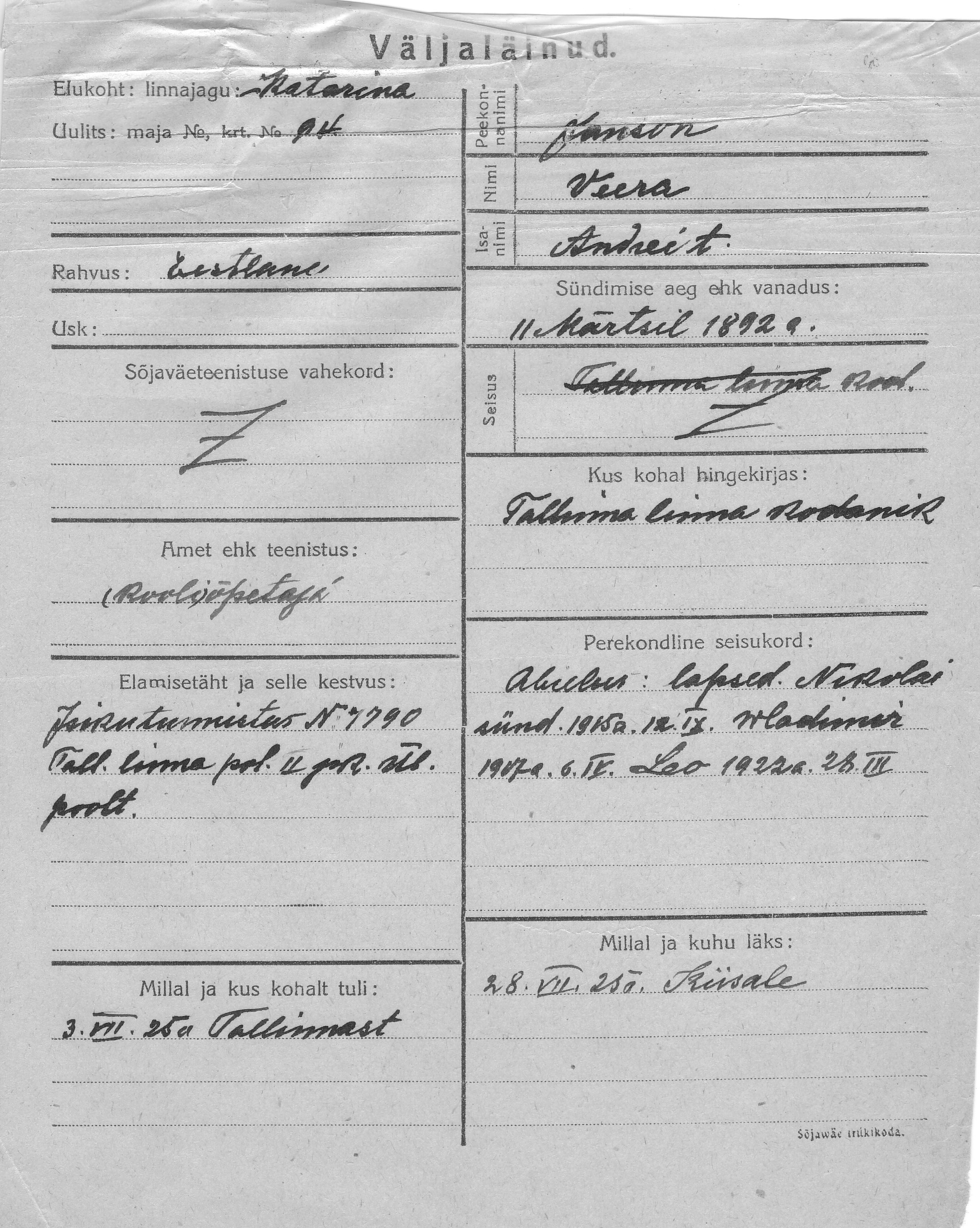 Janson, Veera, Andrei