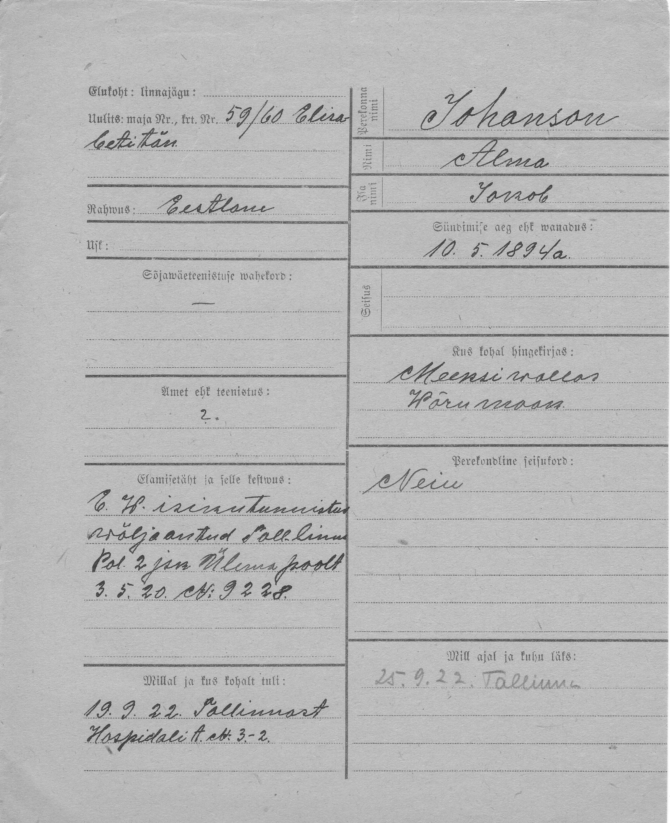 Johanson, Alma, Jakob