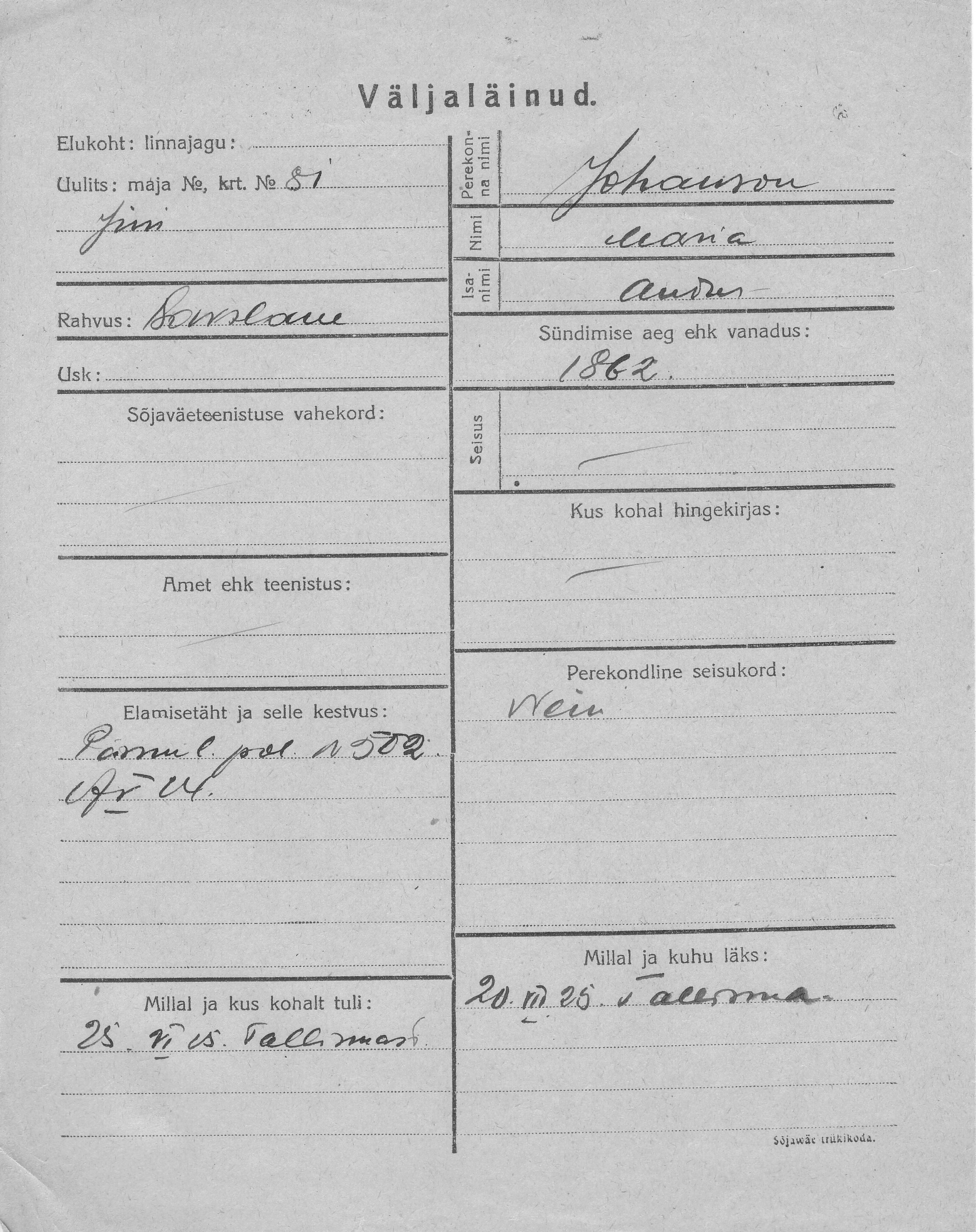 Johanson, Maria, Andres