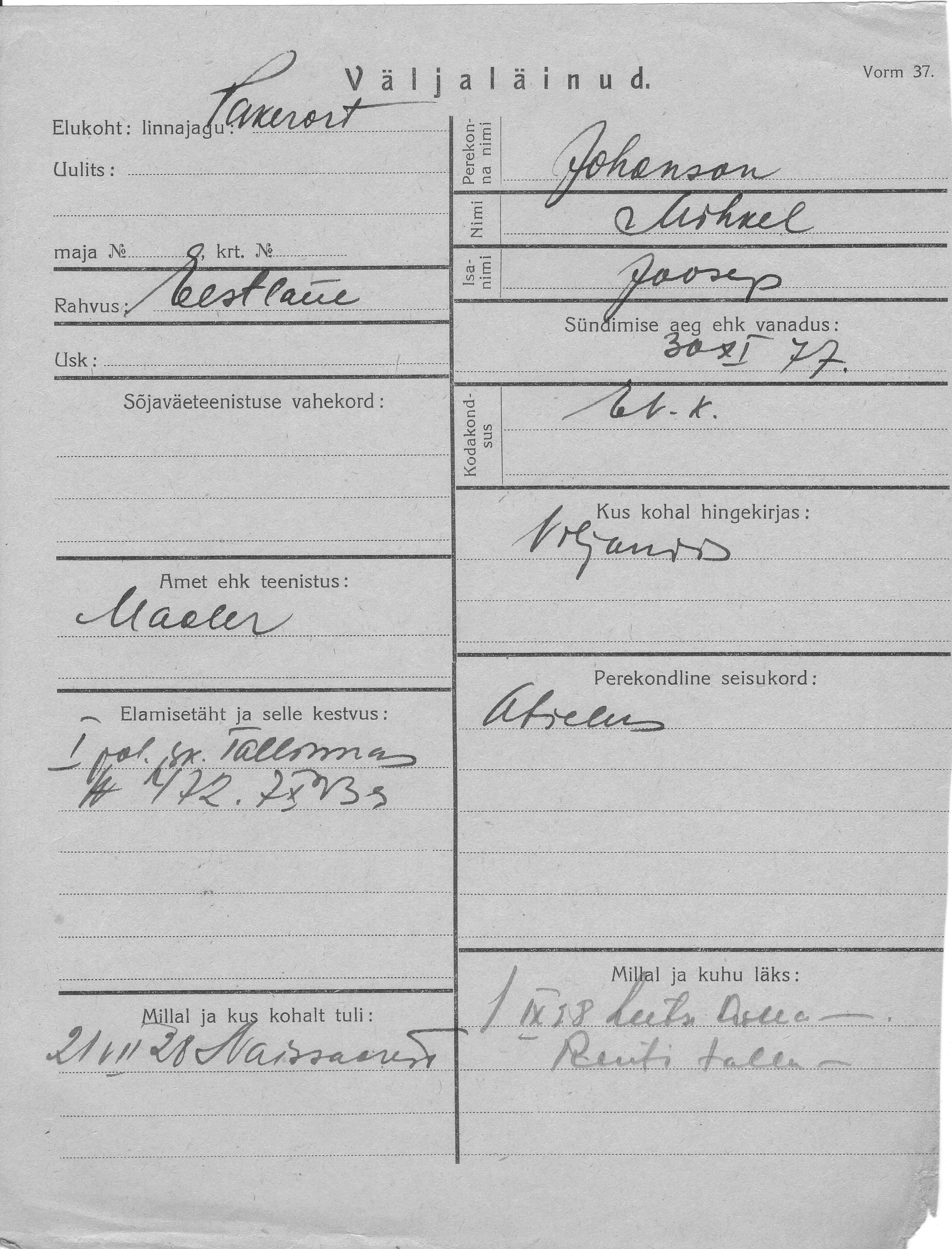 Johanson, Mihkel, Joosep