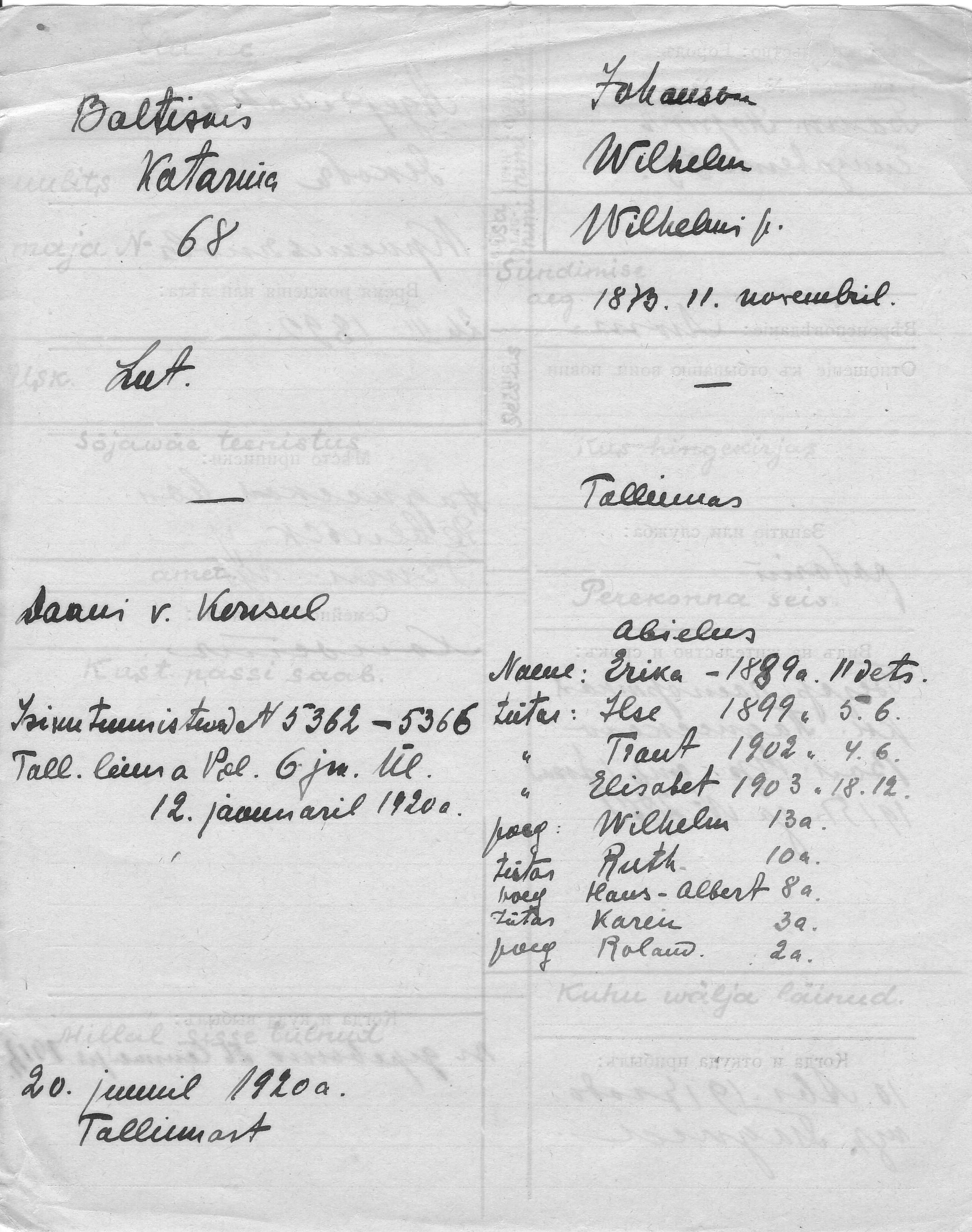 Johanson, Wilhelm, Wilhelm