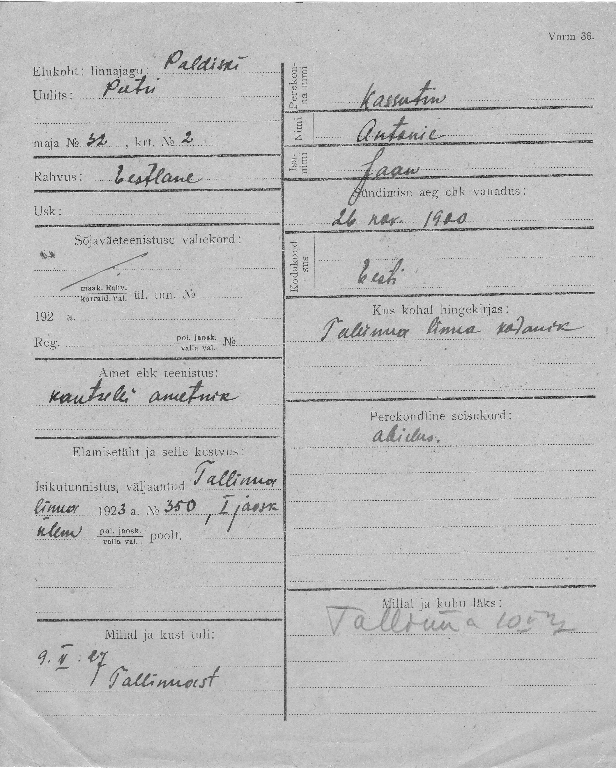 Kassutin, Antonie, Jaan