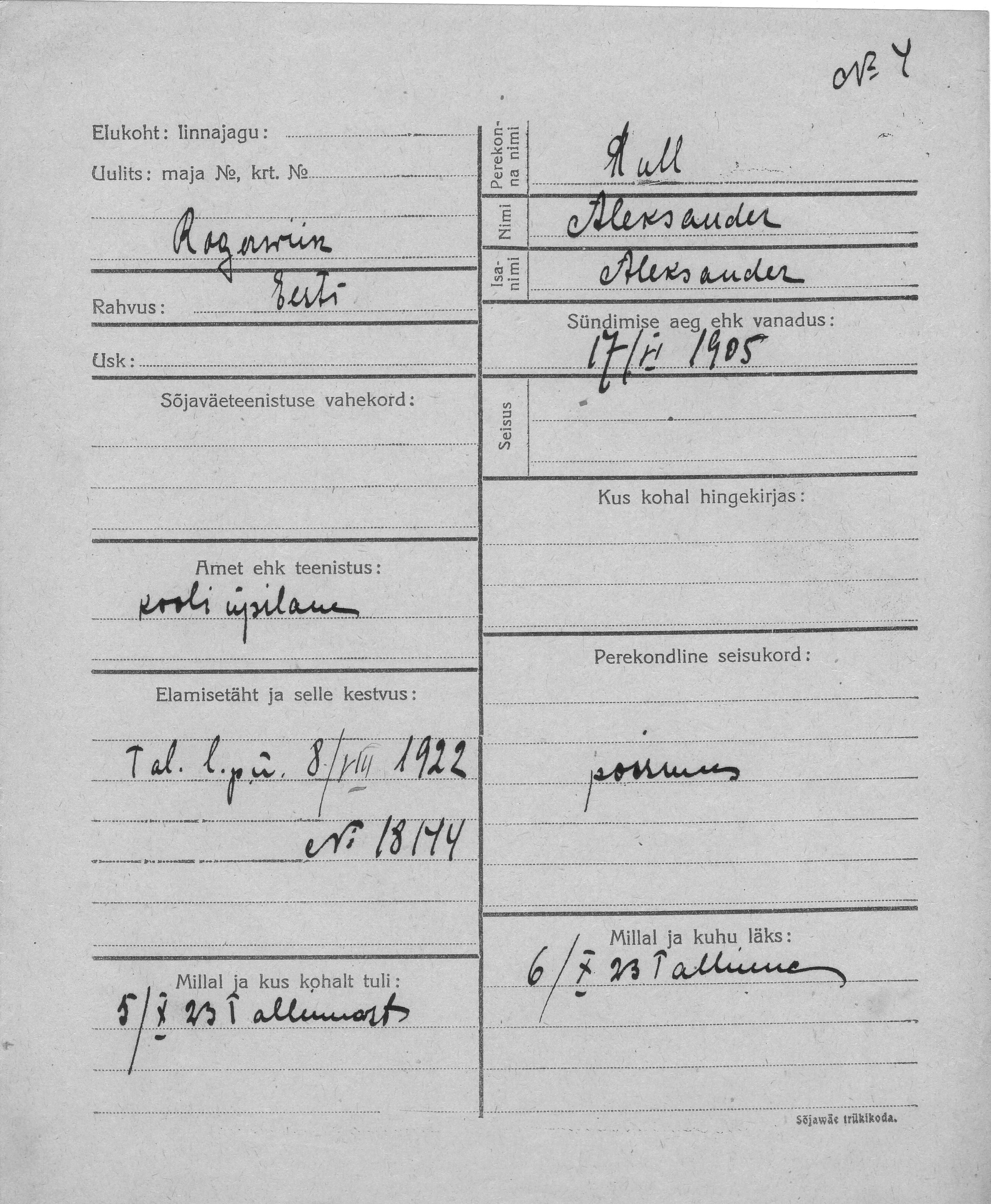 Kull, Aleksander, Aleksander