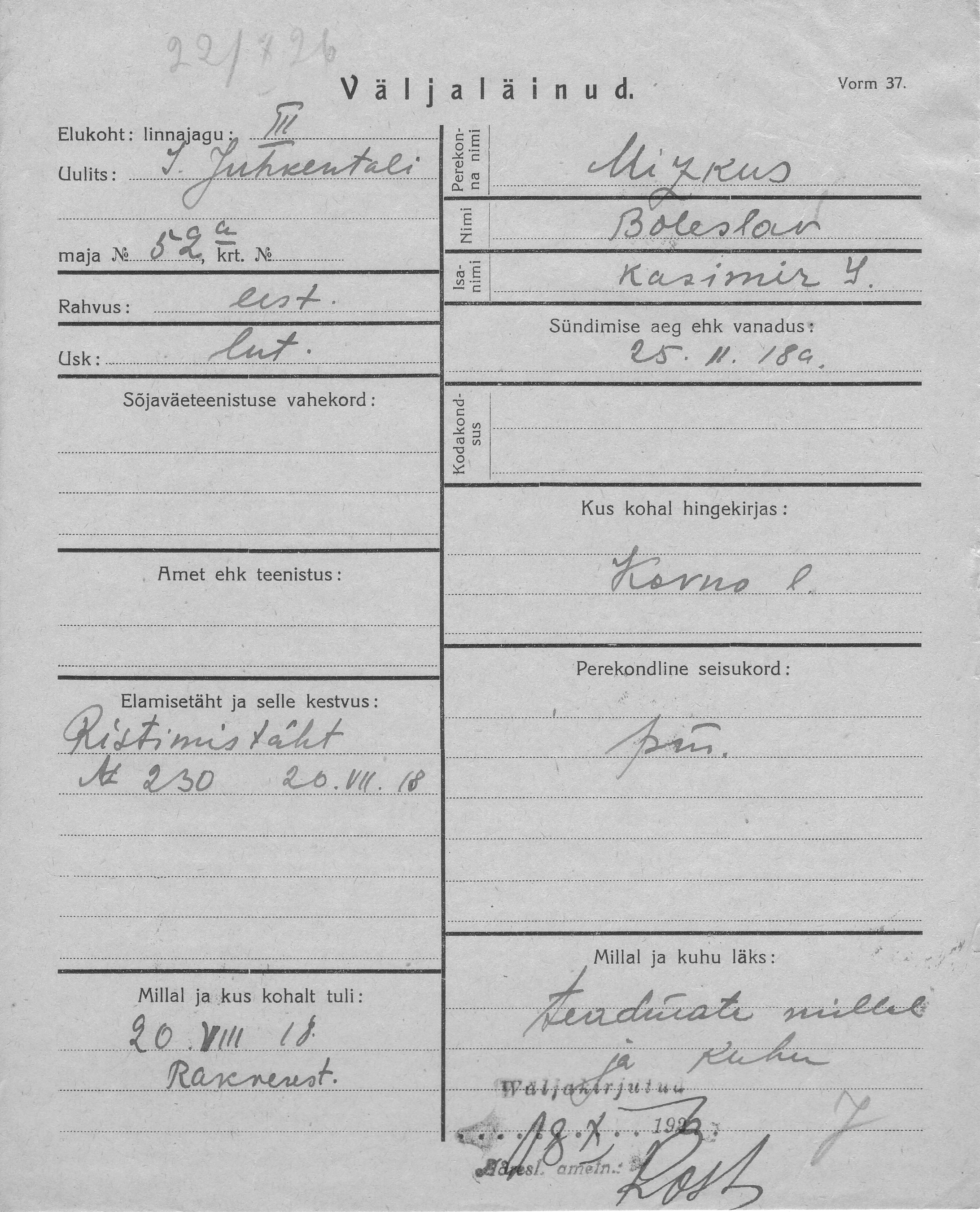 Mizkus, Boleslav, Kasimir