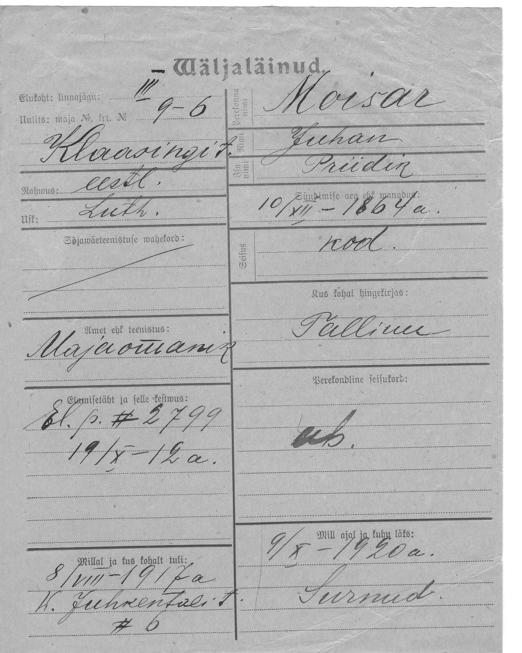 Moisar, Juhan, Priidik