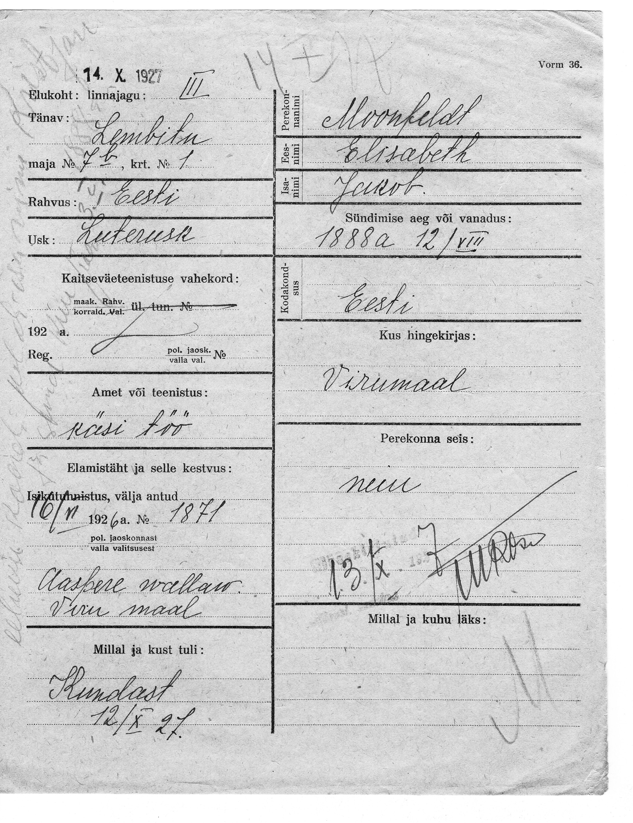 Moonfeldt, Elisabeth, Jakob