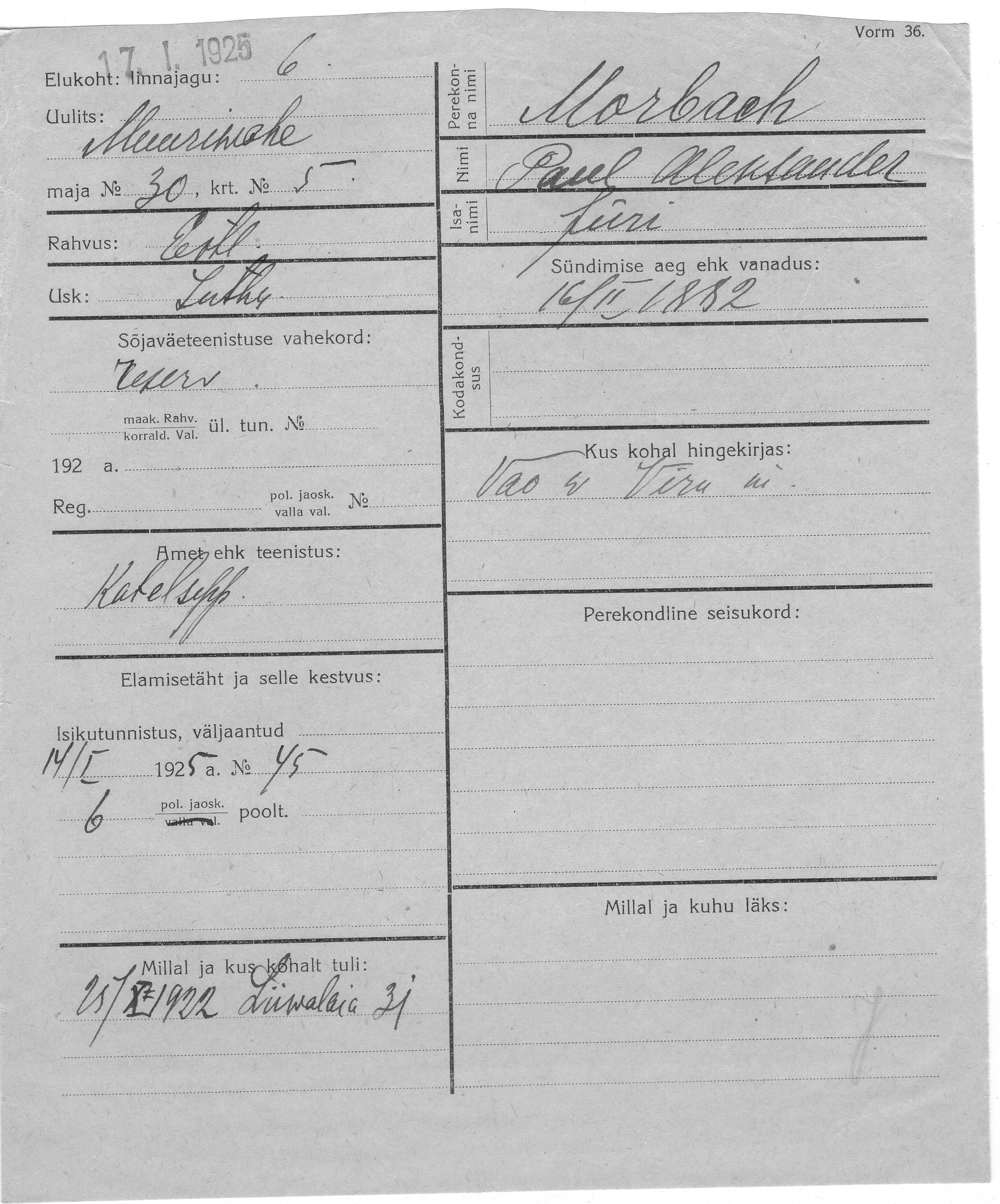 Morbach, Paul, Aleksander