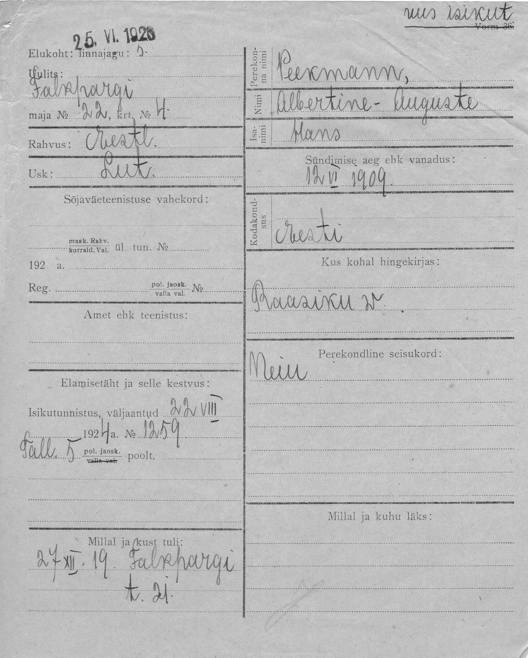 Peekmann, Albertine-Auguste, Hans