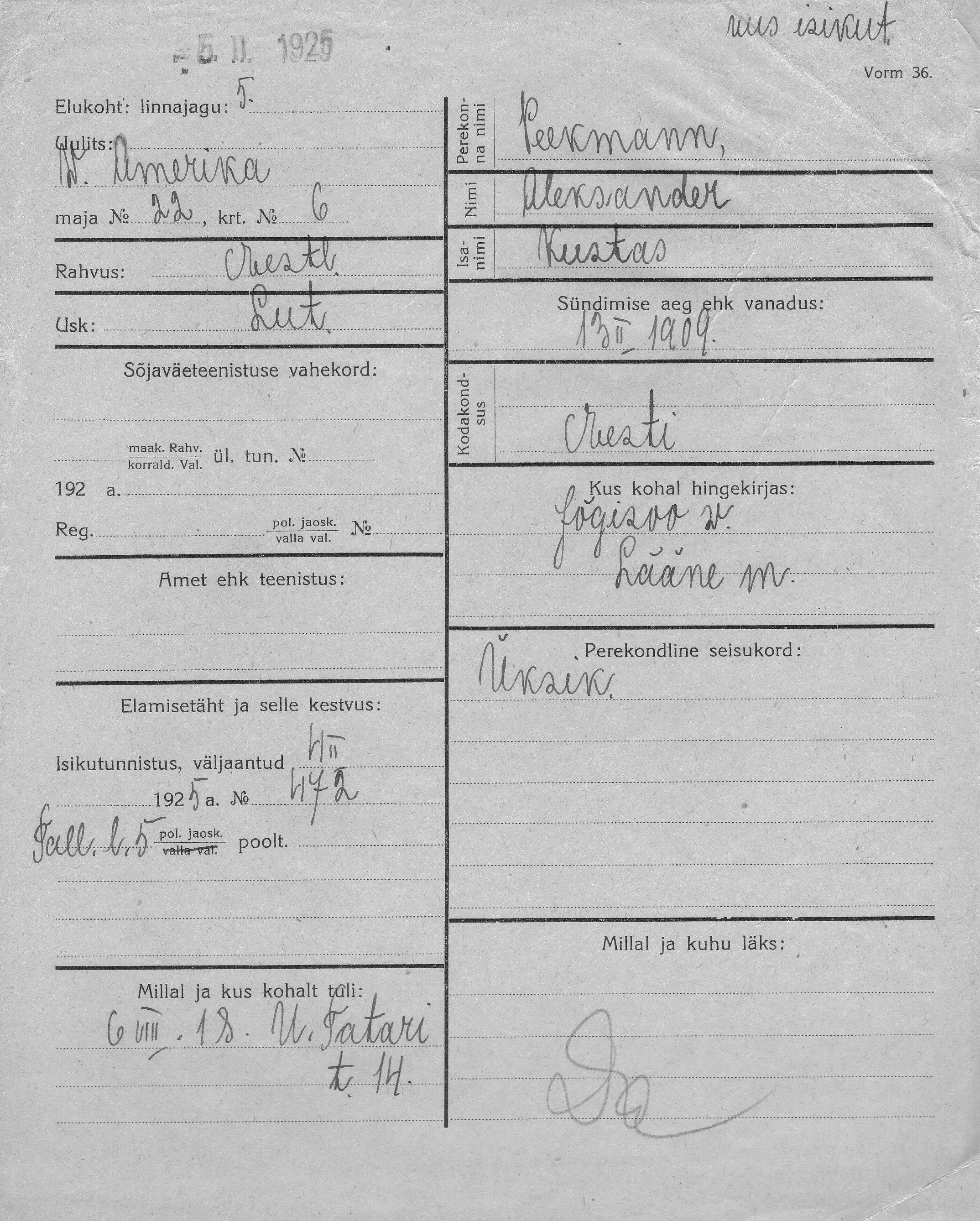 Peekmann, Aleksander, Kustas