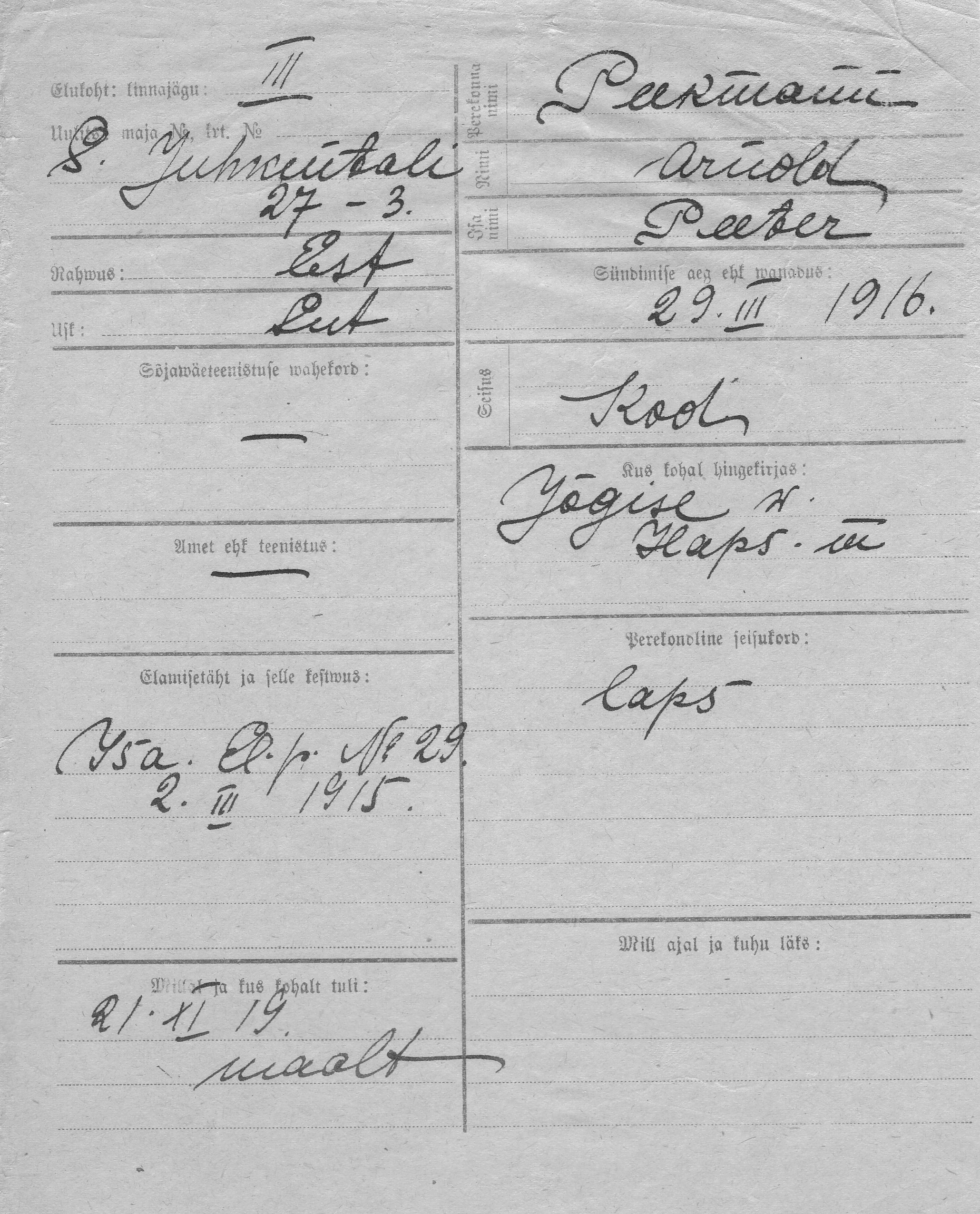 Peekmann, Arnold, Peeter