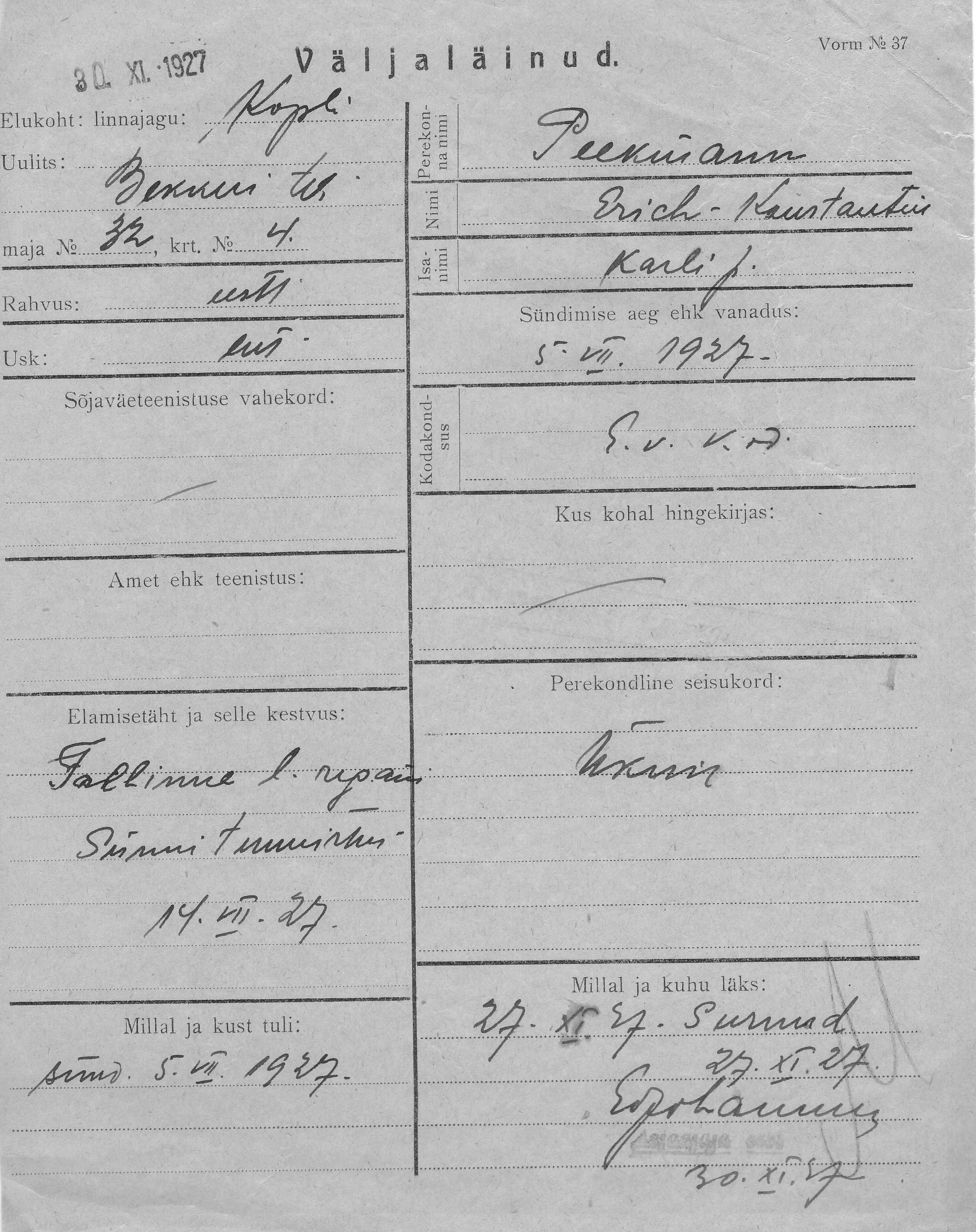 Peekmann, Erich-Konstantin, Karl