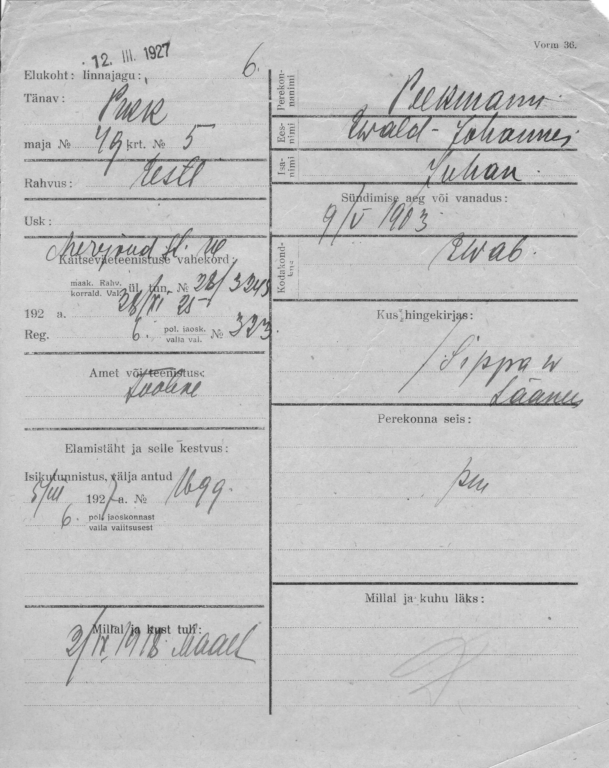 Peekmann, Ewald-Johannes, Juhan