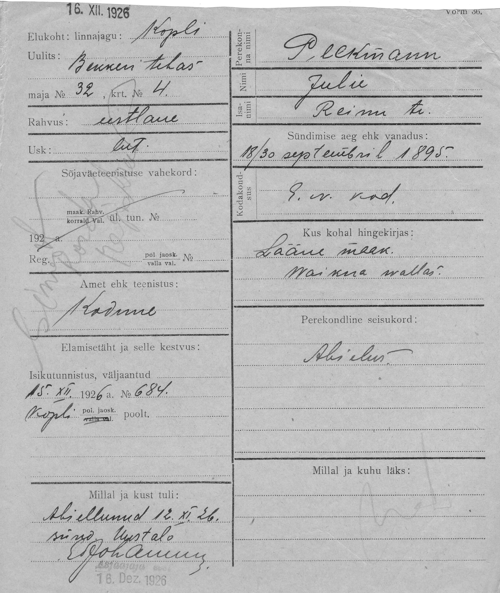 Peekmann, Julie, Rein