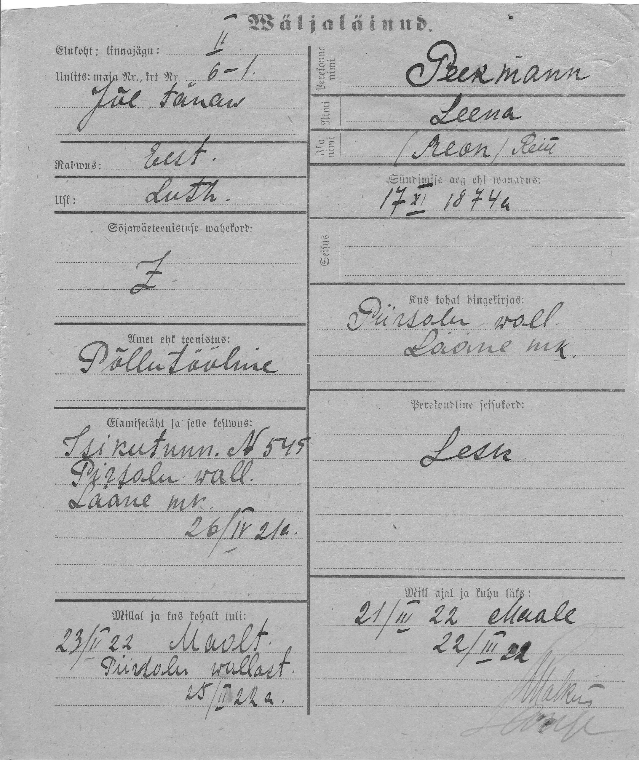 Peekmann, Leena, Rein(reon)