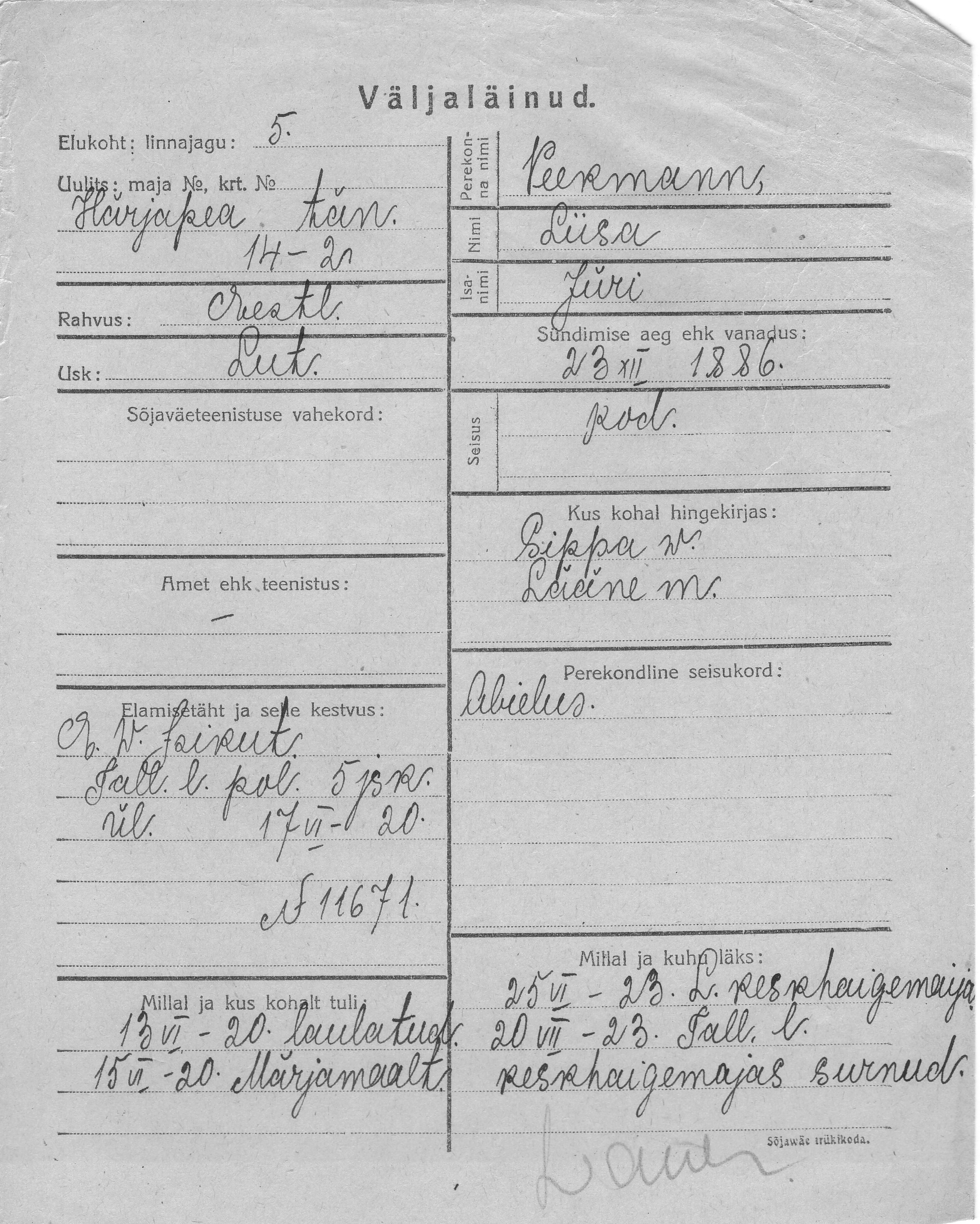 Peekmann, Liisa, Jüri