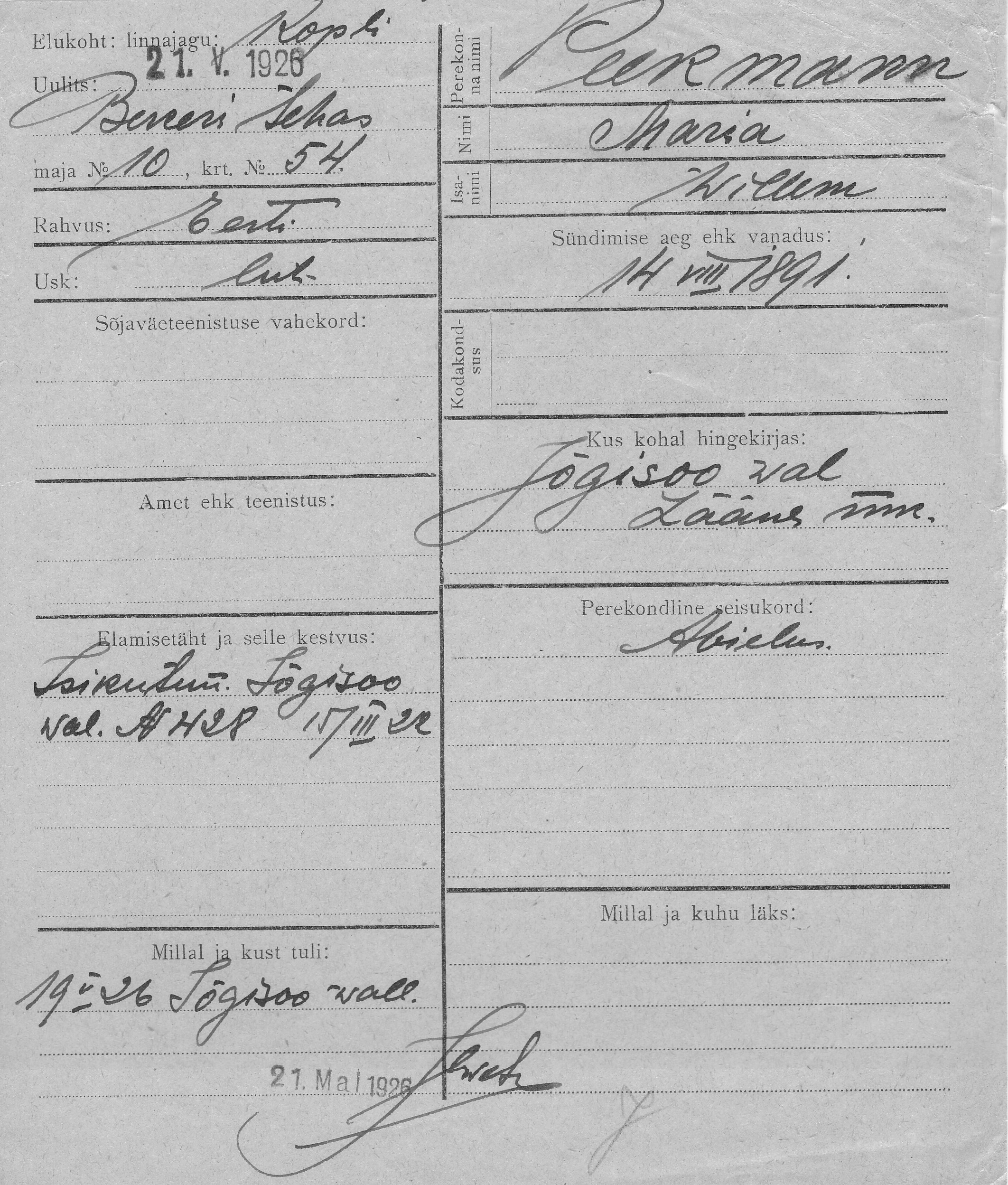 Peekmann, Maria, Willem