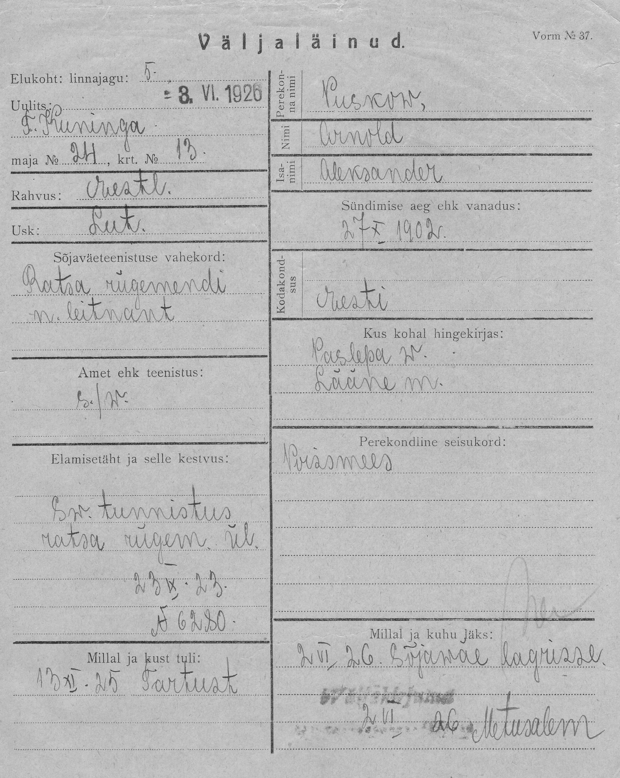 Puskow, Arnold, Aleksander