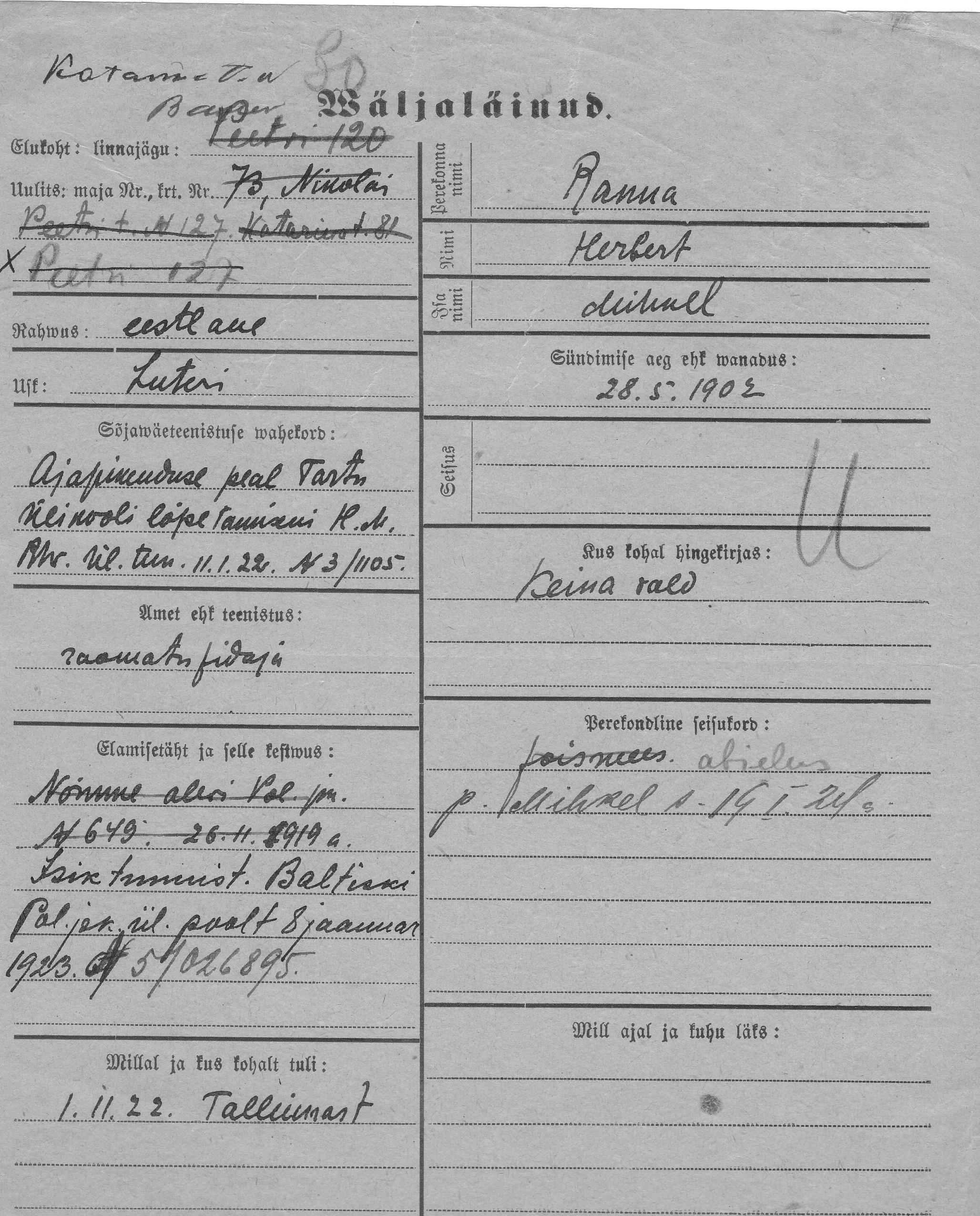 Ranna, Herbert, Mihkel