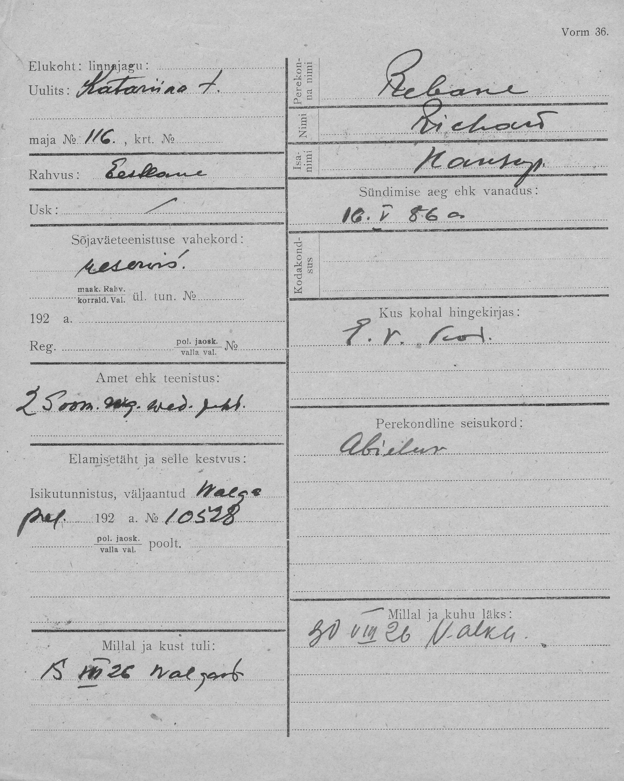 Rebane, Richard, Hans