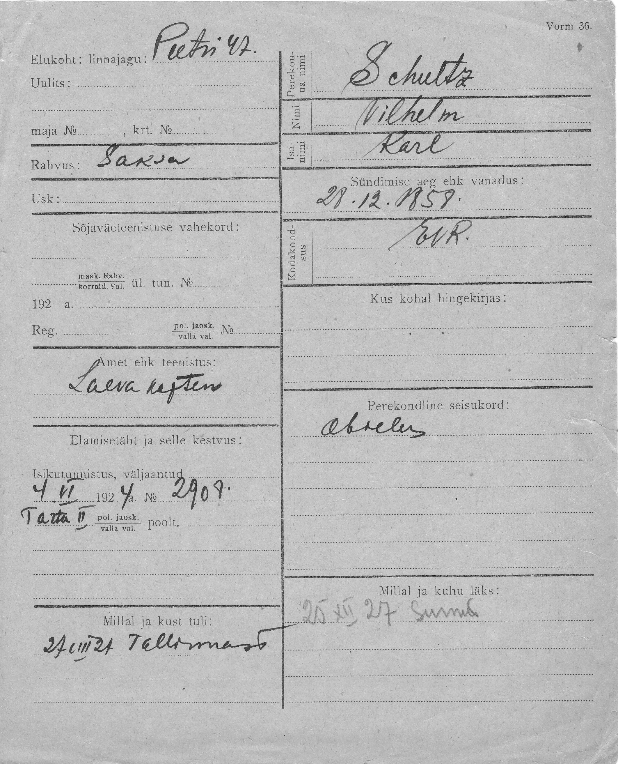 Schultz, Vilhelm, Karl