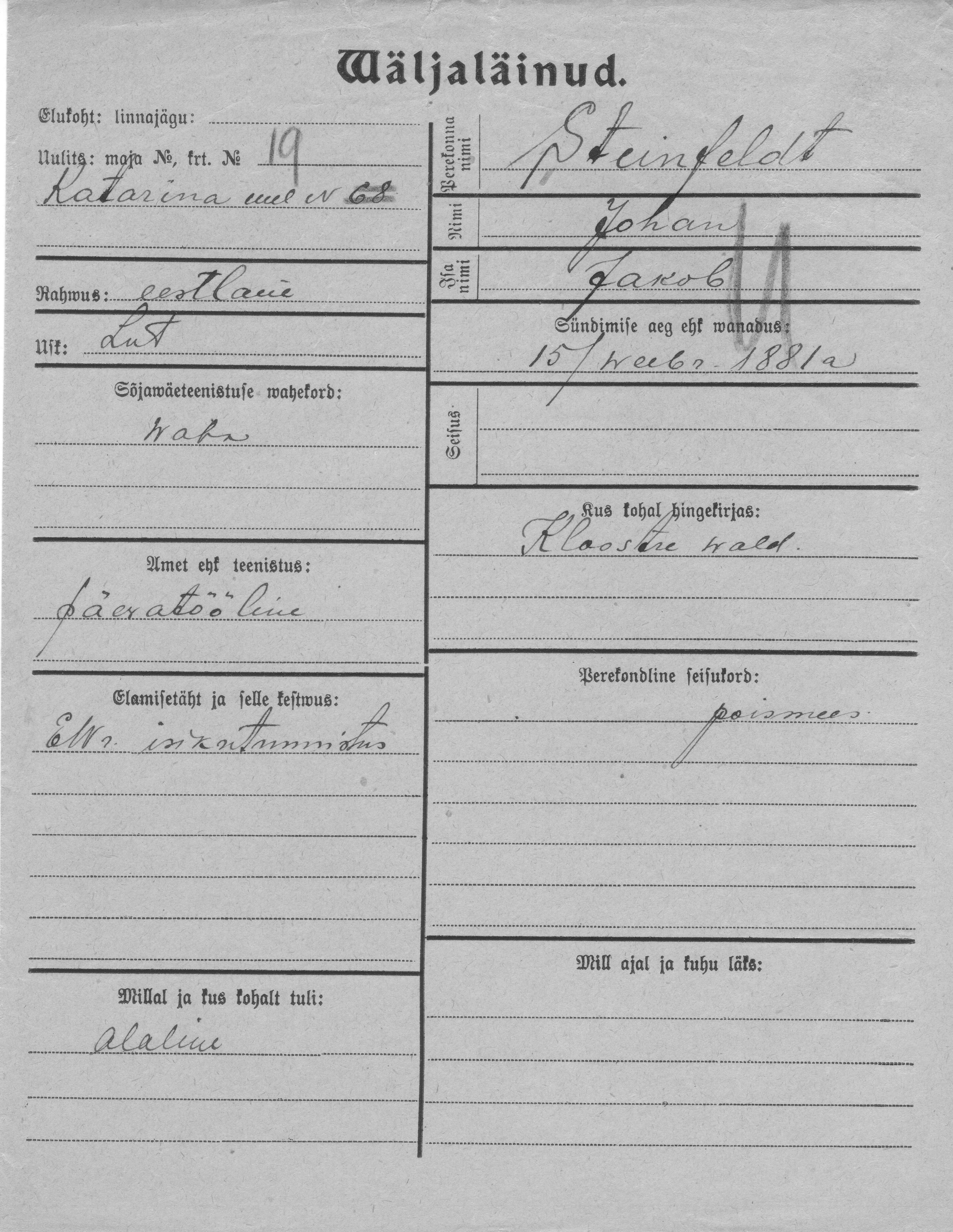 Steinfeldt, Johan, Jakob