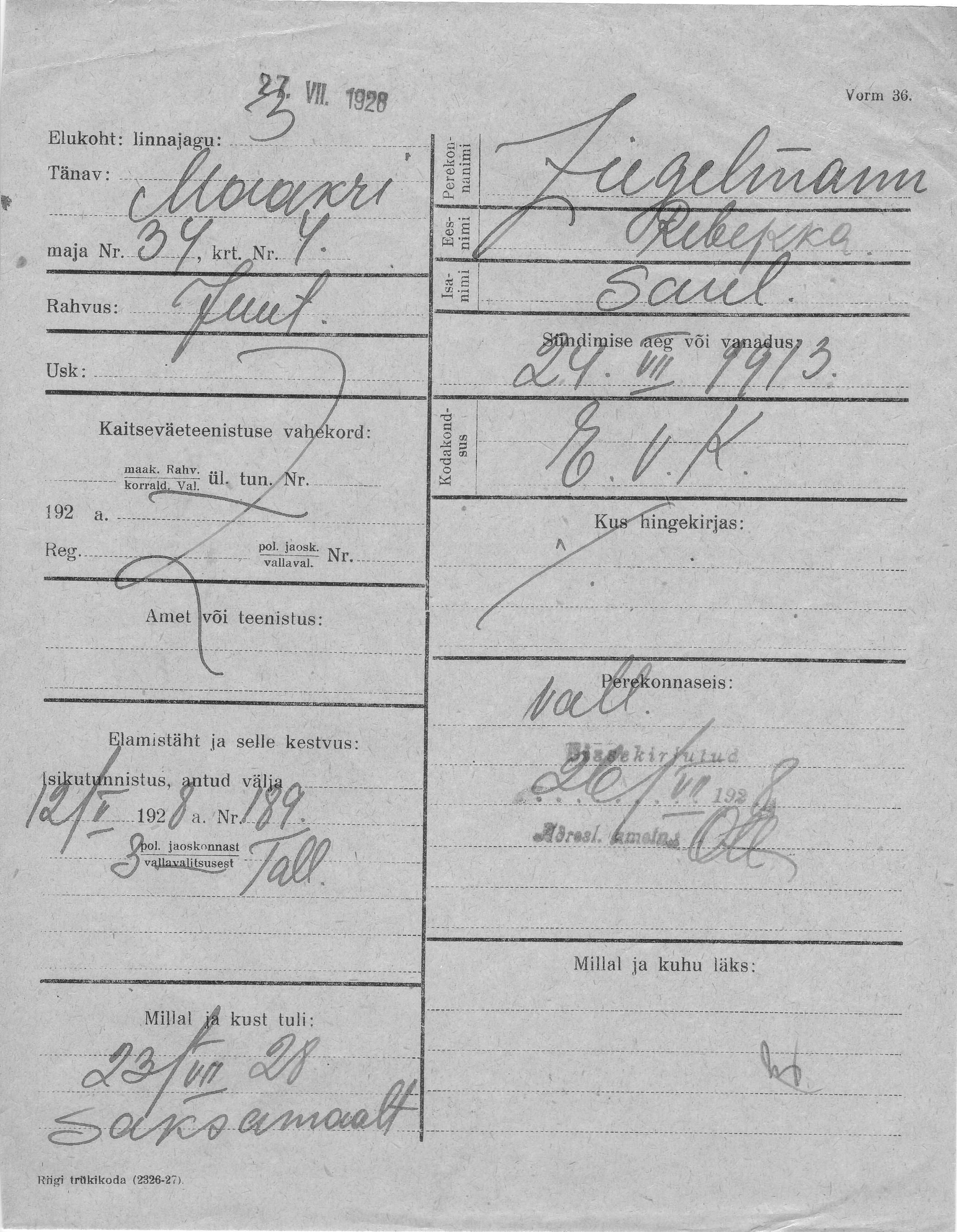 Ziegelmann, Rebekka, Saul