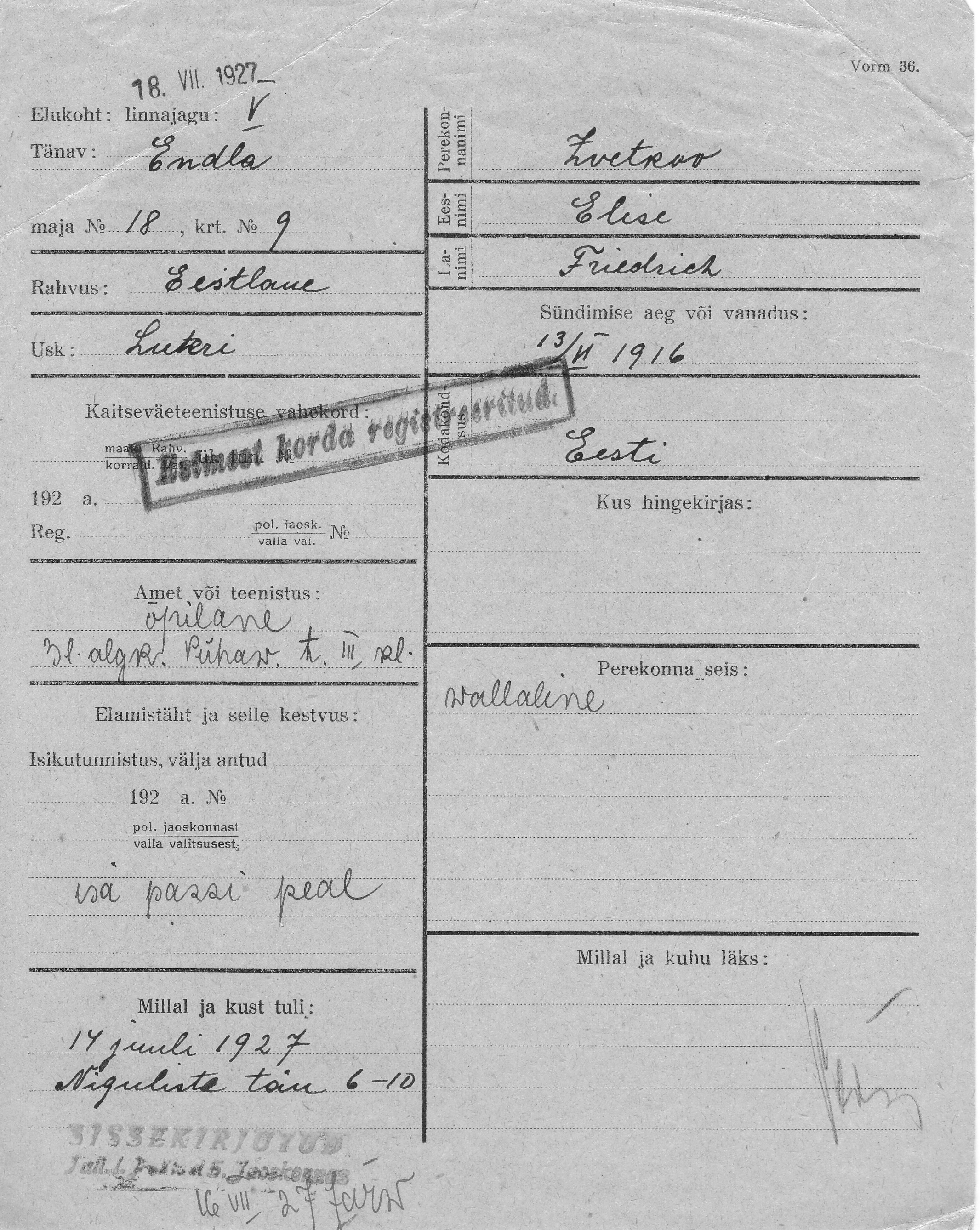 Zvetkov, Elise, Friedrich