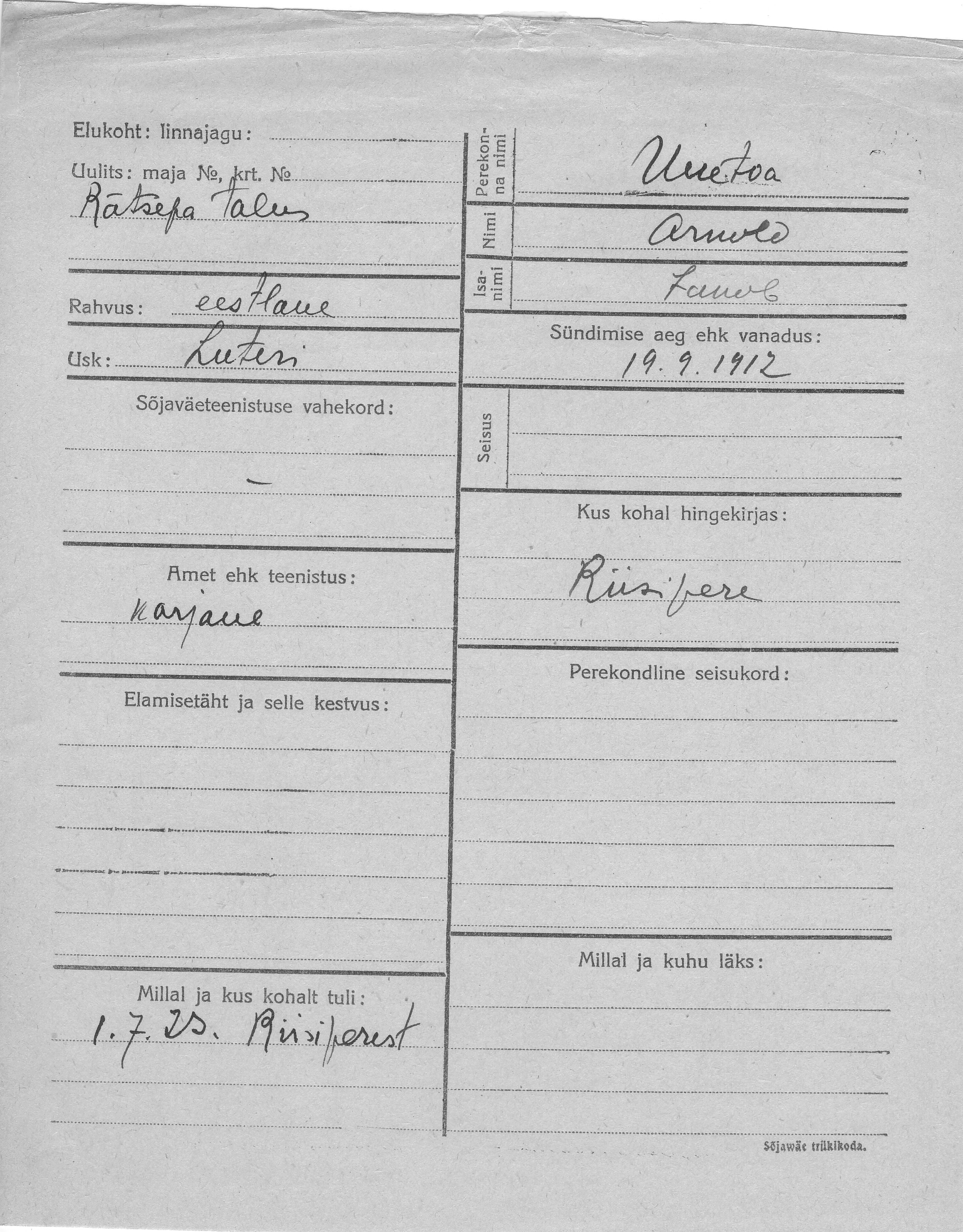 Uuetoa, Arnold, Jakob