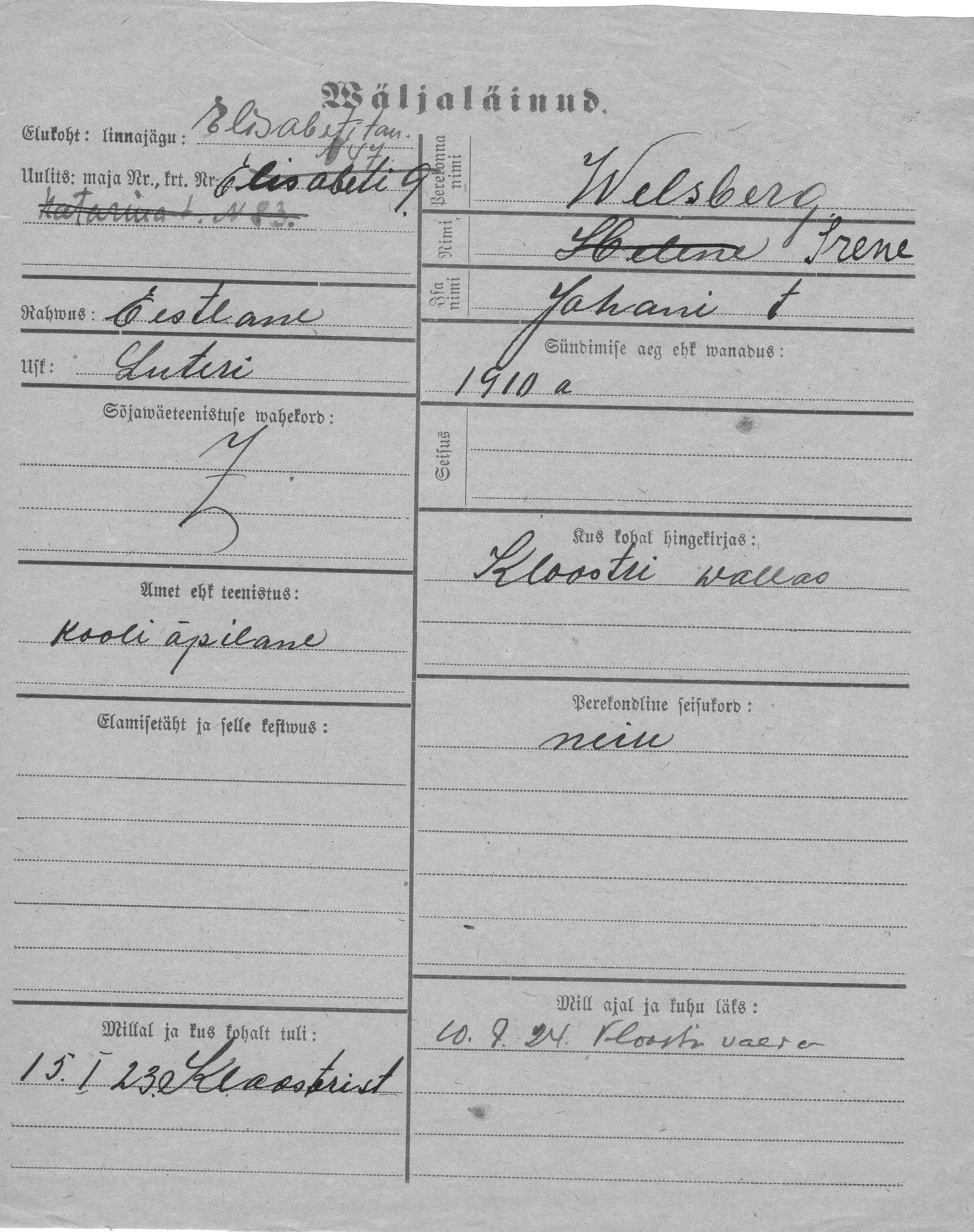 Welsberg, Irene, Johan