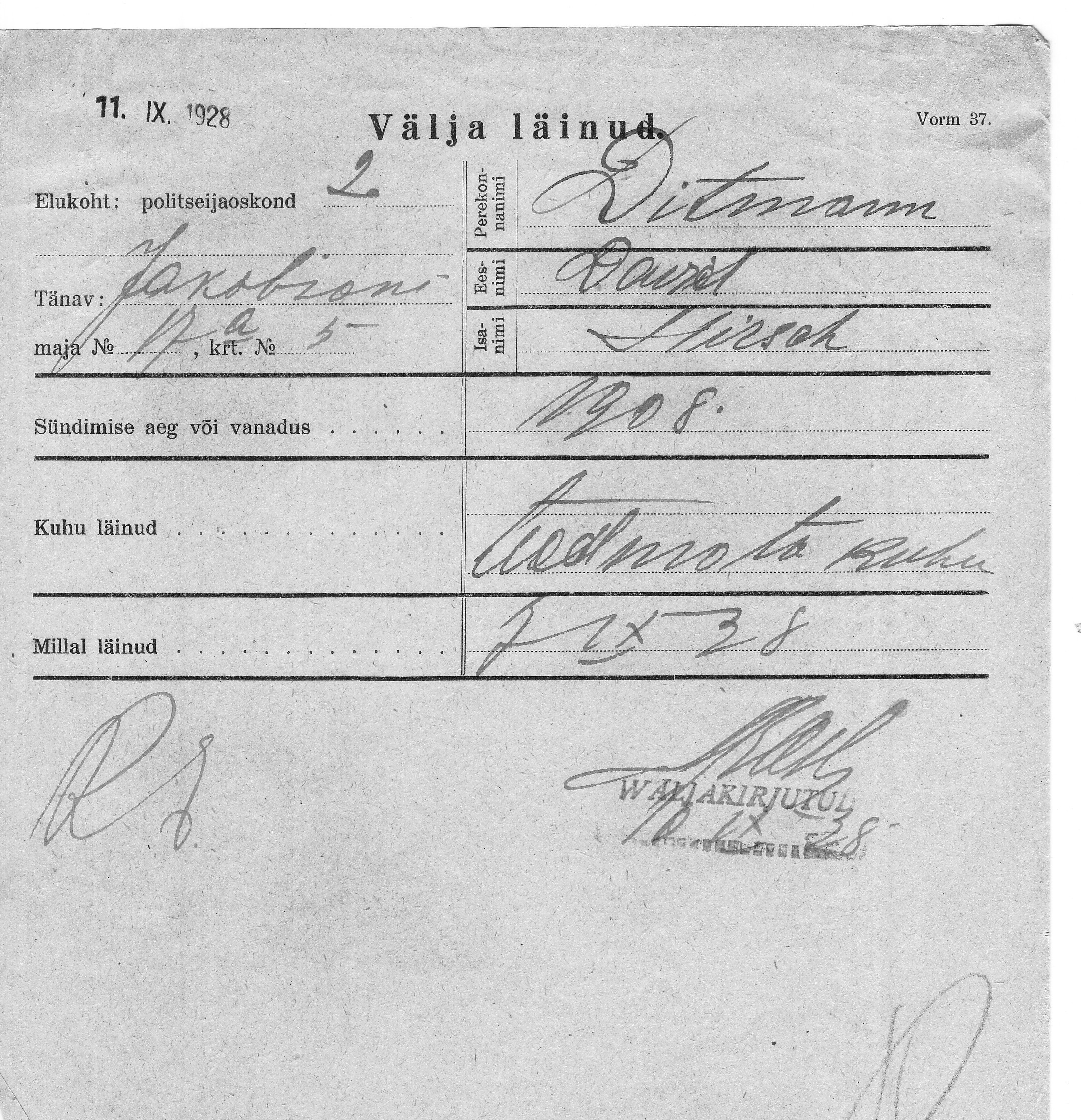 Ditmann, David, Hirsch