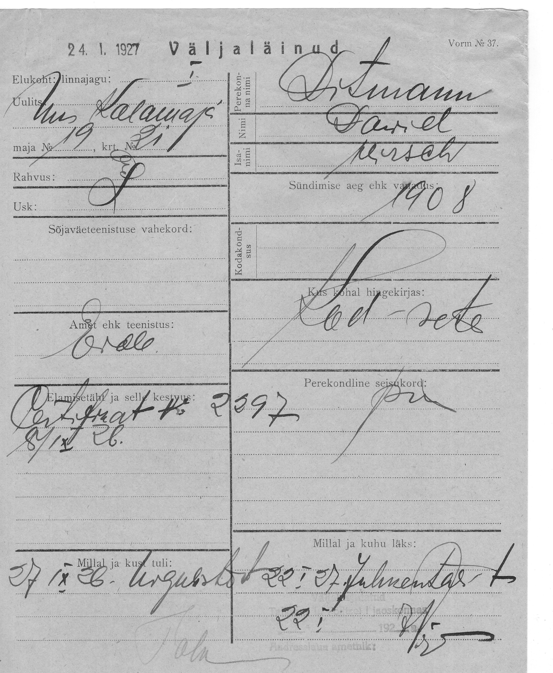 Ditmann, Dawid, Hirsch