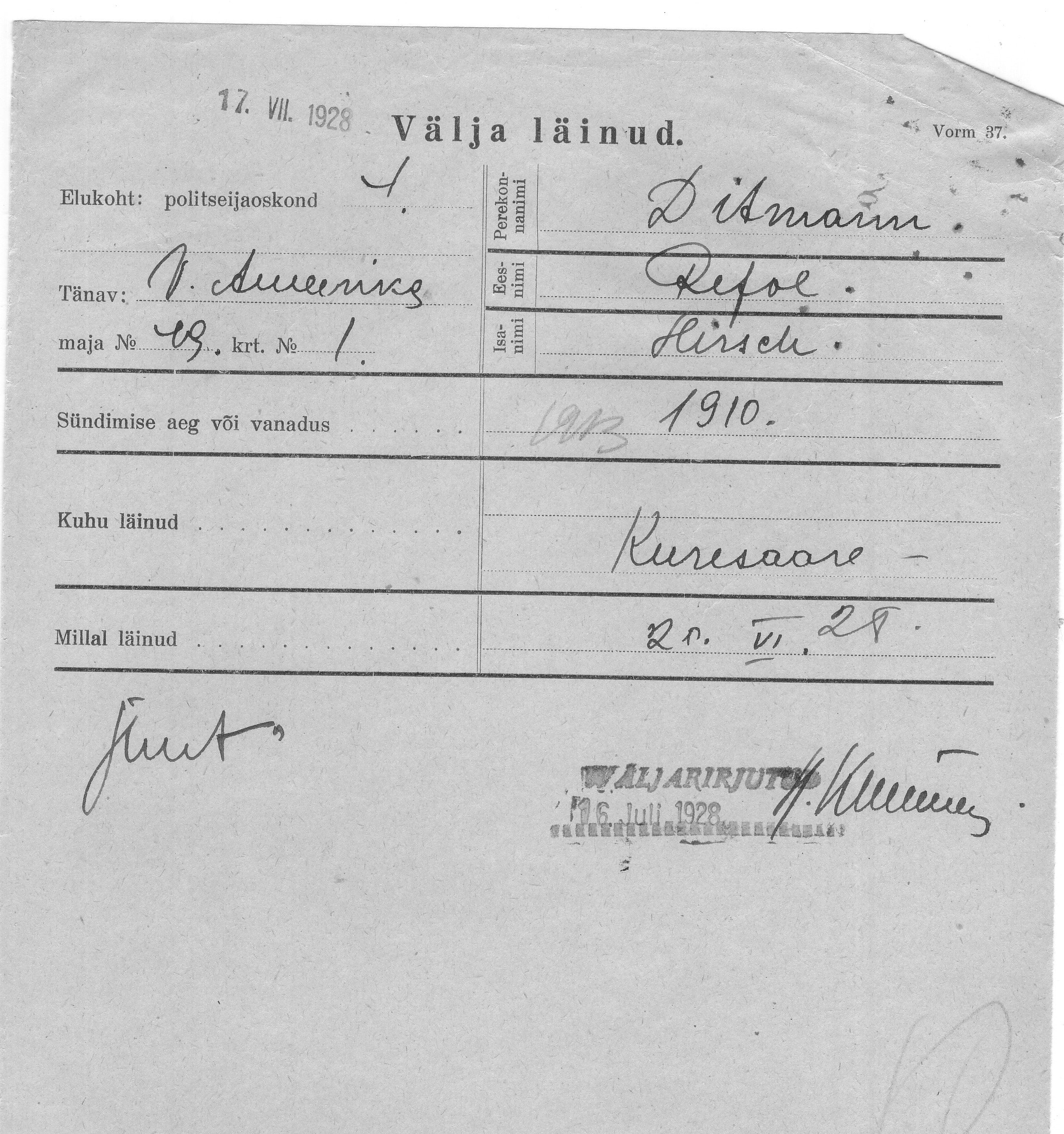 Ditmann, Refol, Hirsch