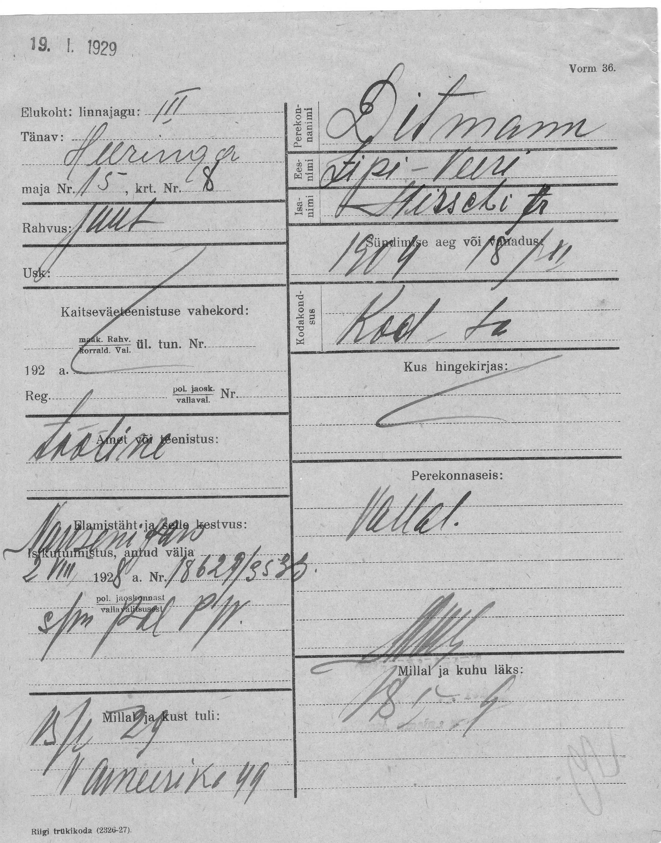 Ditmann, Veeri, Hirsch