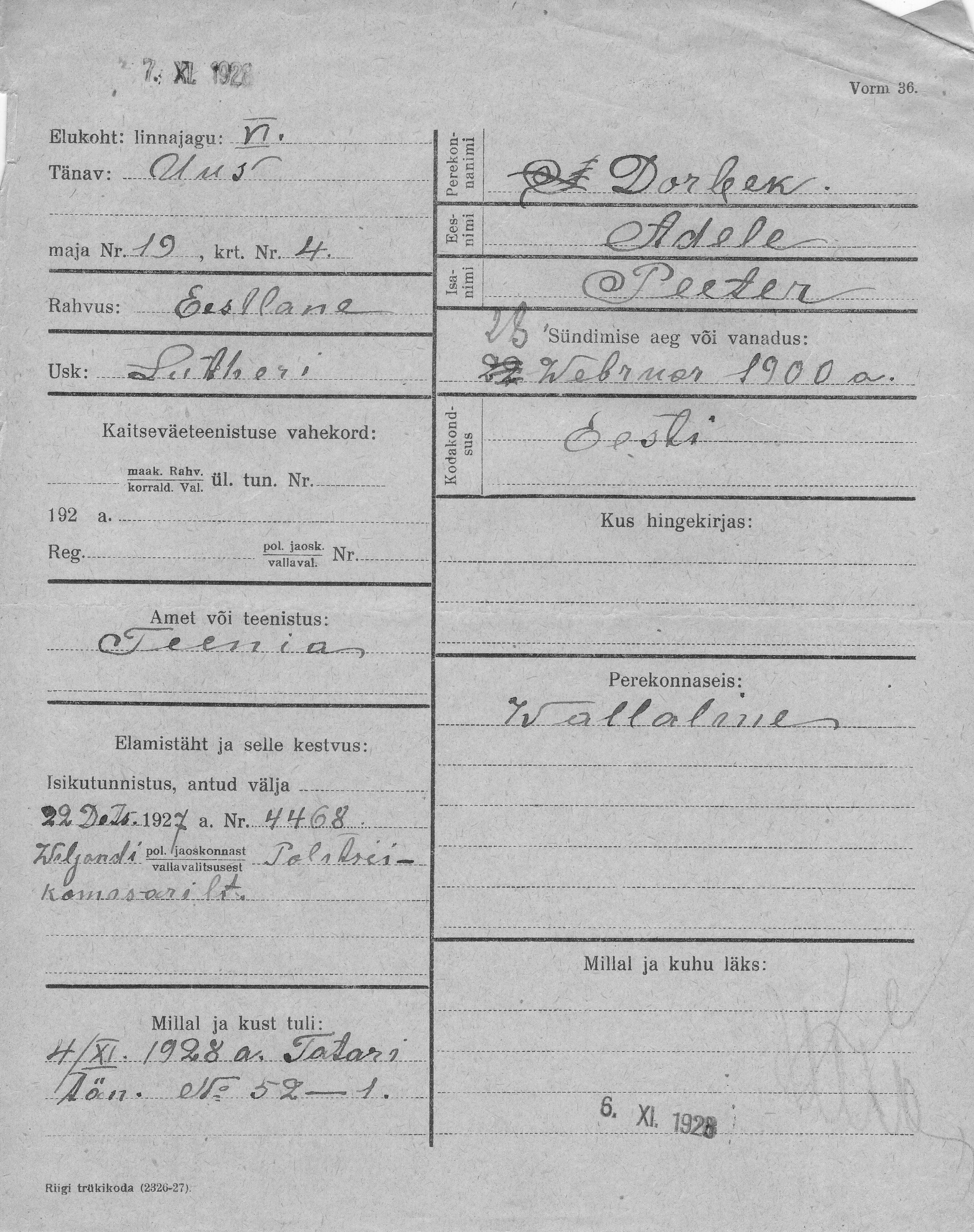 Dorbek, Adele, Peeter