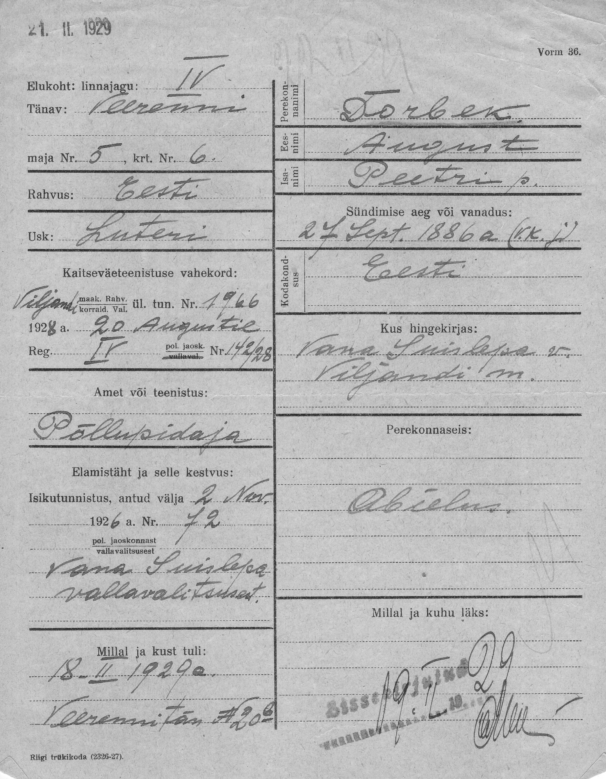 Dorbek, August, Peeter